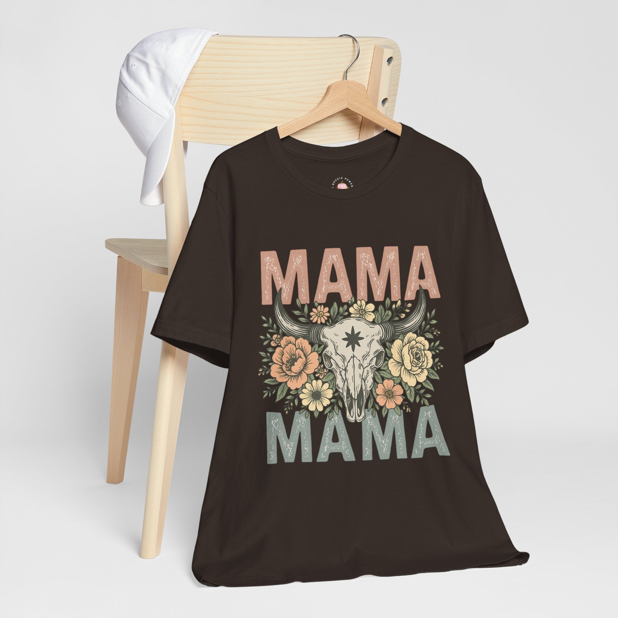 Mama Floral Skull Tee — Vintage Boho Mom T‑Shirt for Mother’s Day