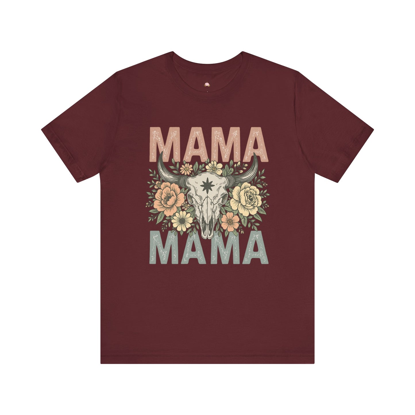 Western Floral “MAMA” Graphic Tee – Southern Boho Cow Skull Shirt - The Bougie Pumpkin Boutique