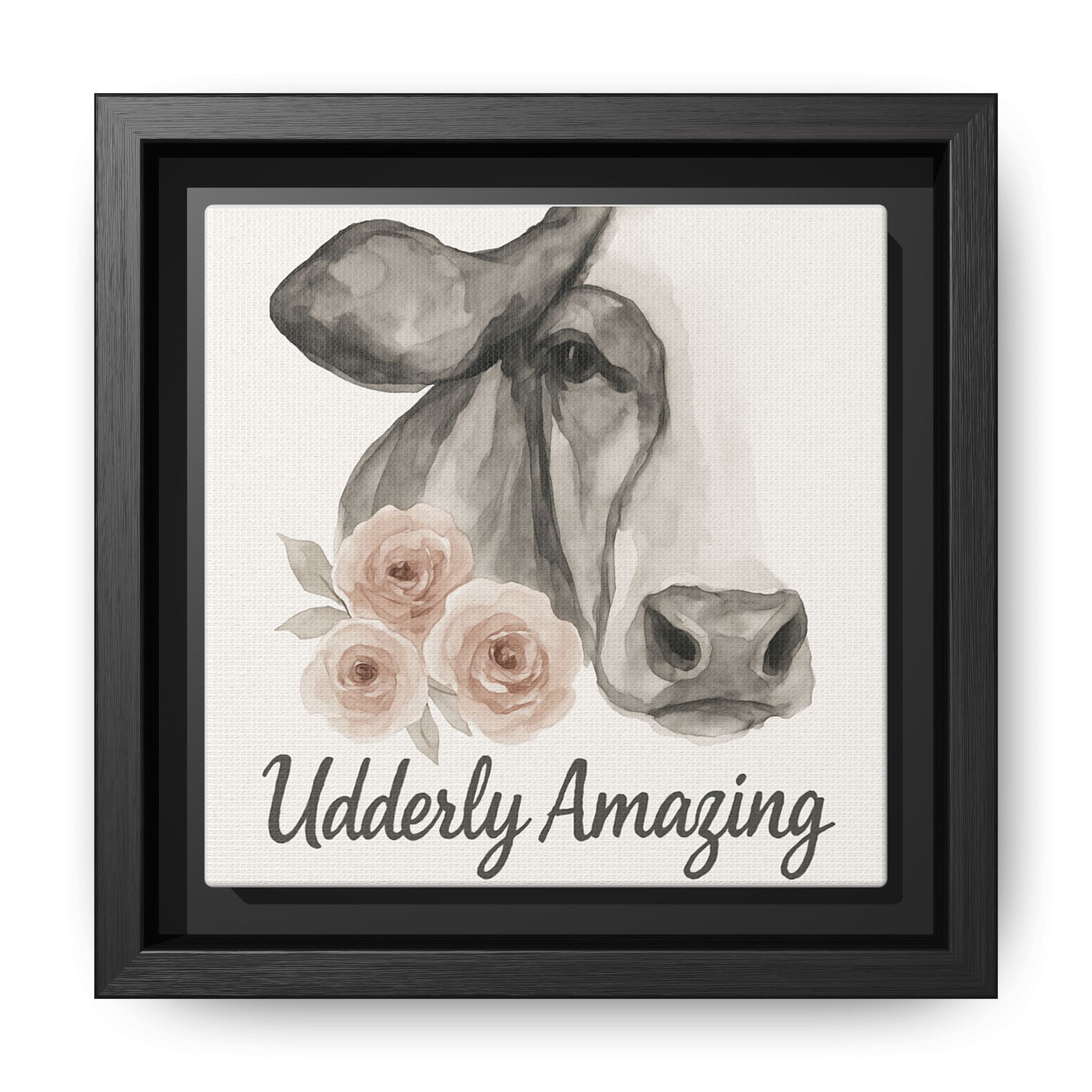 Framed Canvas Art - 'Udderly Amazing' Cow Print
