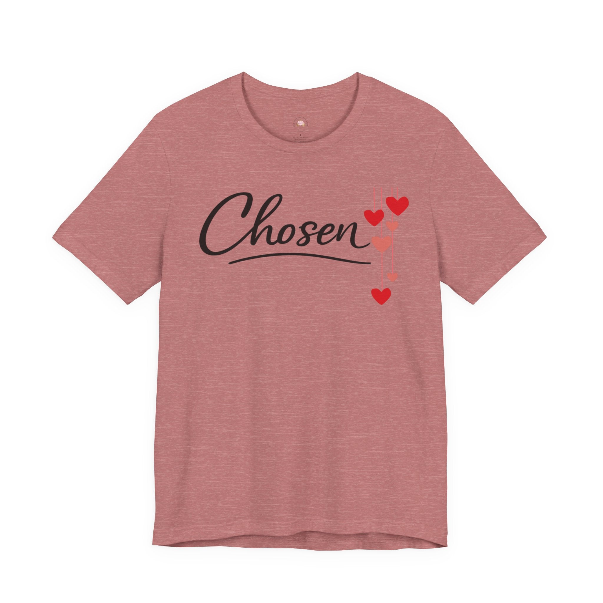 Chosen Hearts T-Shirt — 'Chosen' Script Tee with Falling Hearts