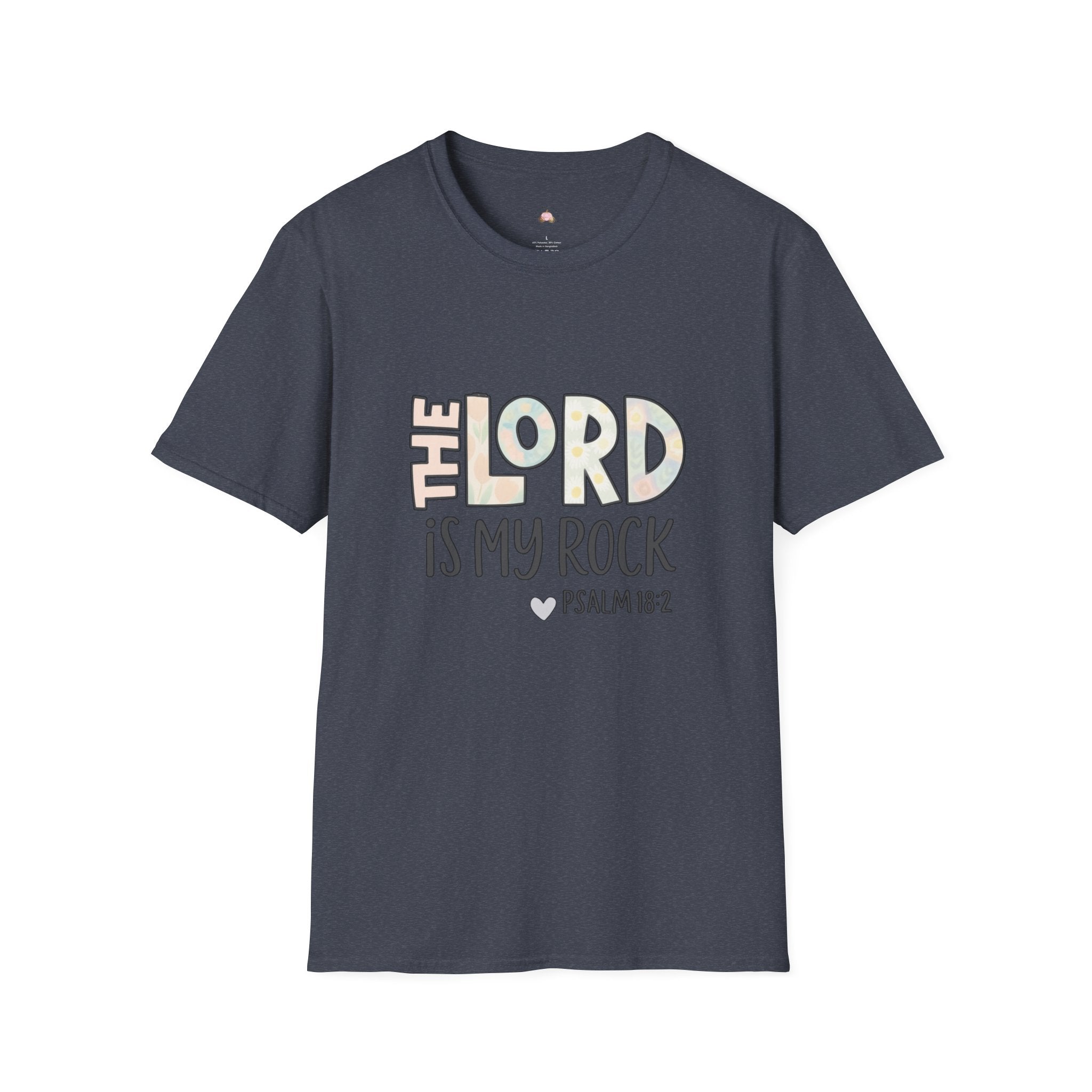 Christian T-Shirt — “The Lord Is My Rock” Psalm 18:2 Inspirational Tee
