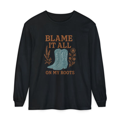 Blame It All On My Roots Graphic Sweatshirt | Southern Faith Boutique Apparel - The Bougie Pumpkin Boutique