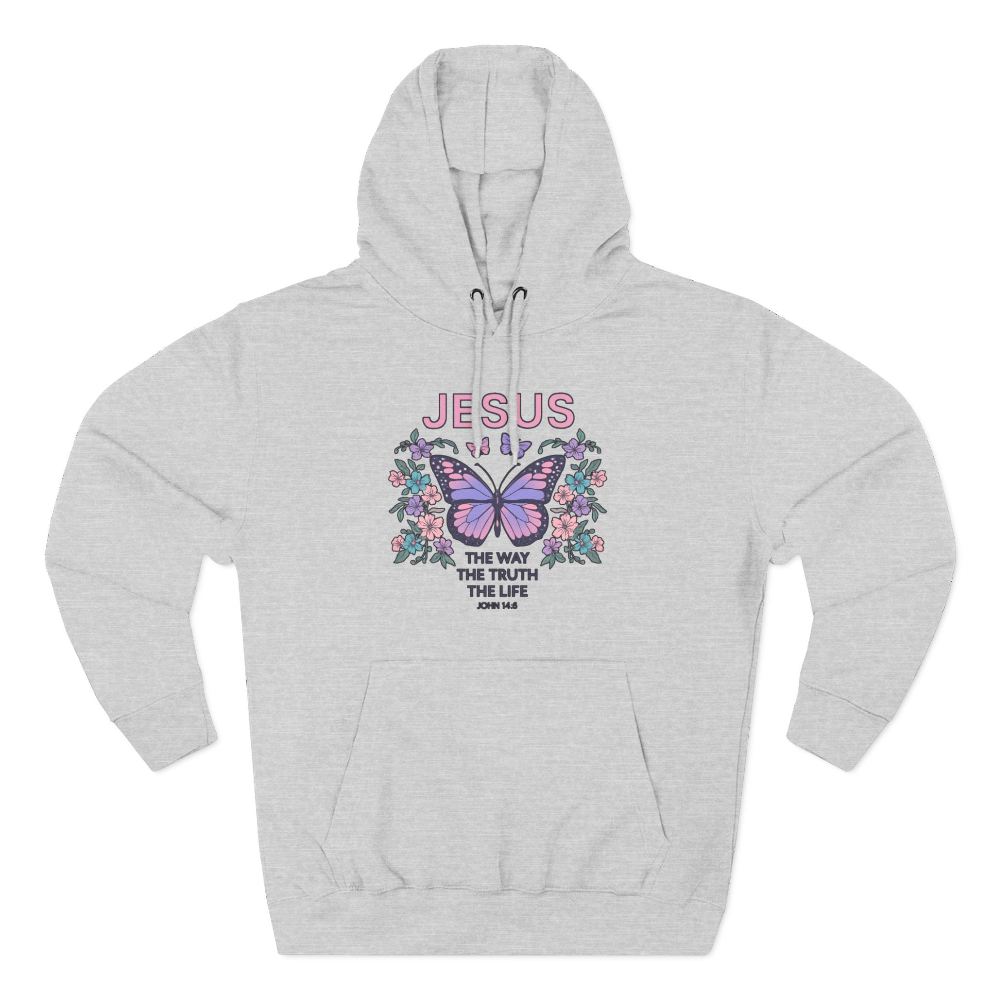 Christian Butterfly Hoodie — "Jesus is the Way, the Truth, the Life" Faith Graphic Pullover