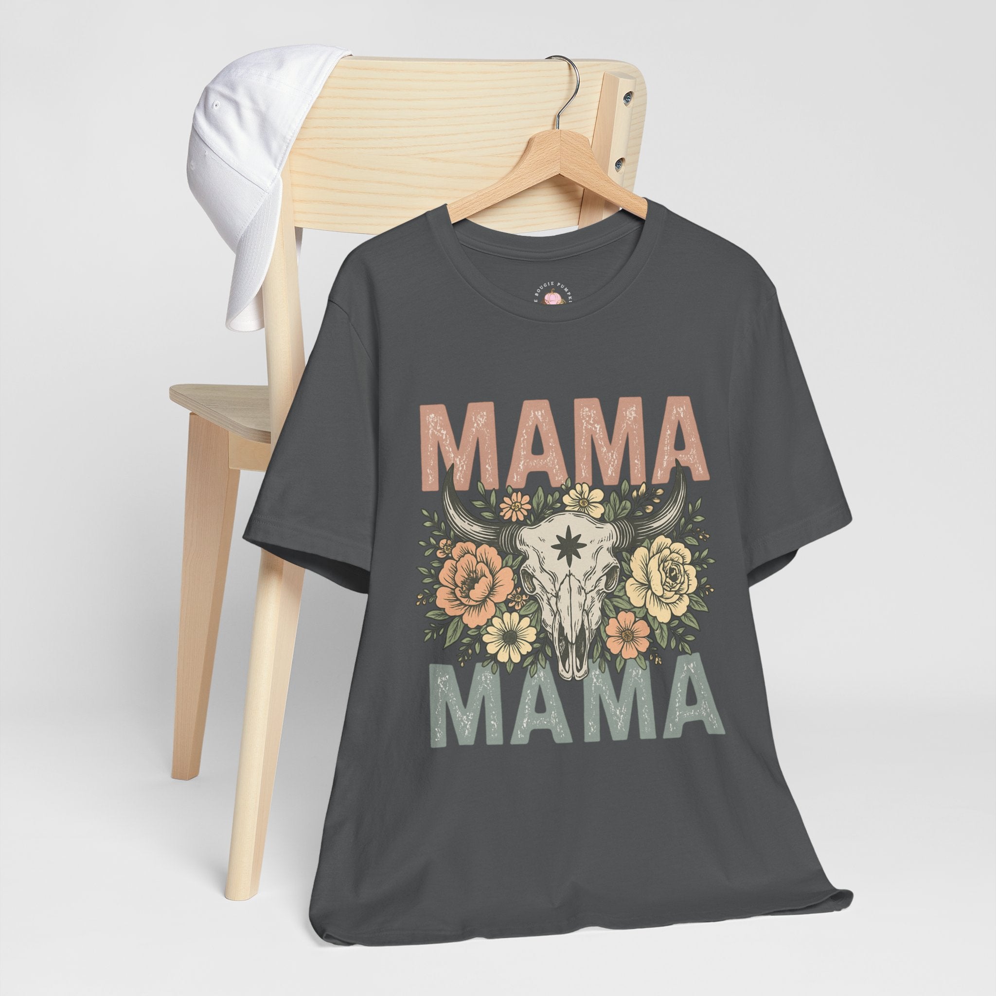 Mama Floral Skull Tee — Vintage Boho Mom T‑Shirt for Mother’s Day