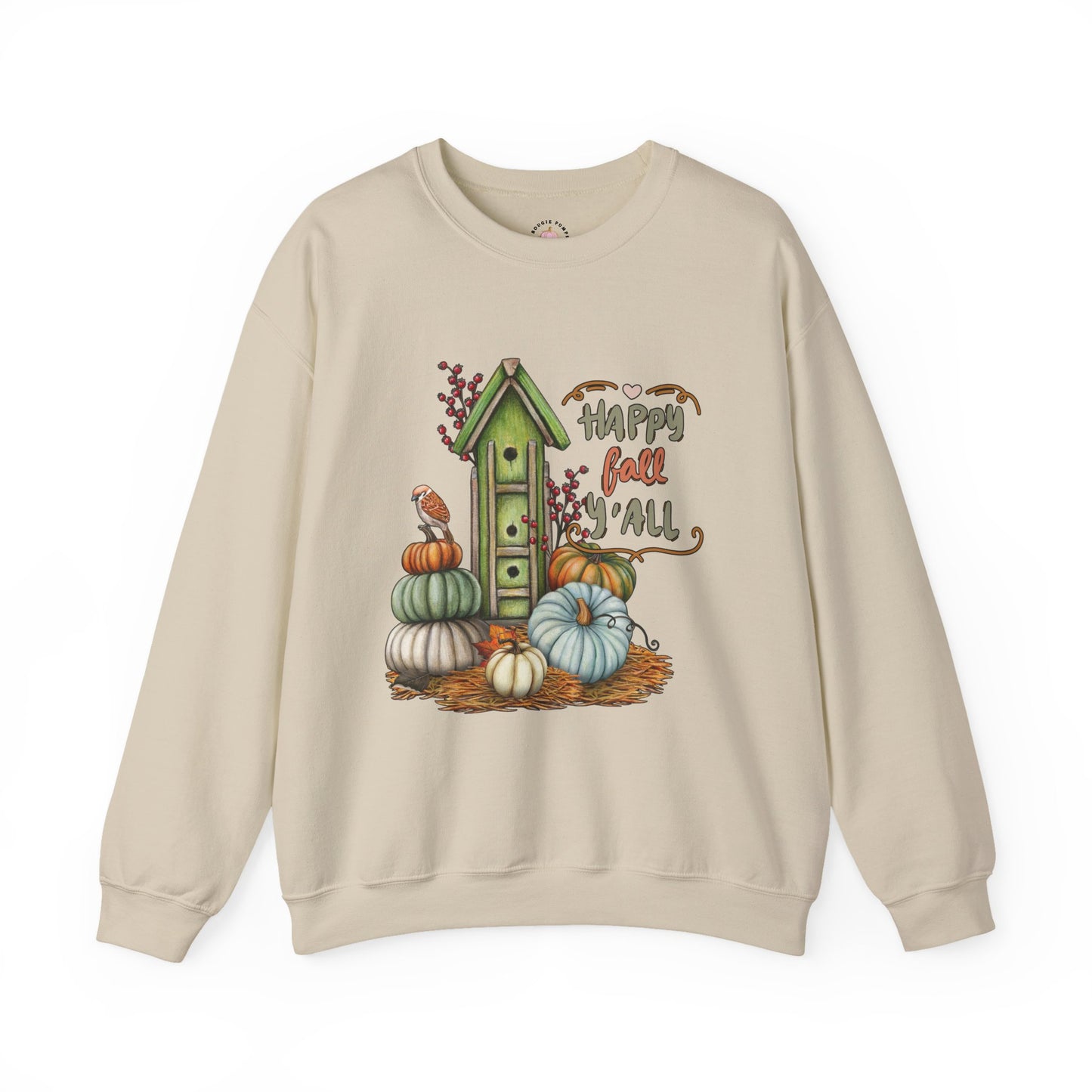 Happy Fall Unisex Crewneck Sweatshirt, Cozy Autumn Apparel, Thanksgiving Gift, Pumpkin Season Sweater, Fall Fashion Top
