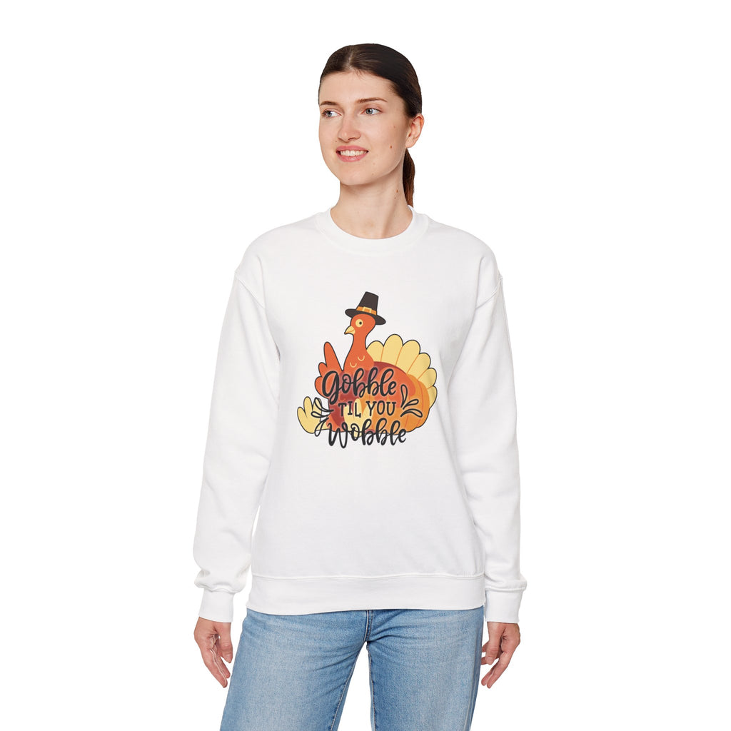 Gobble ’Til You Wobble Sweatshirt – Cute Thanksgiving Turkey Sweater | Fall Humor Shirt | Bougie Pumpkin Boutique
