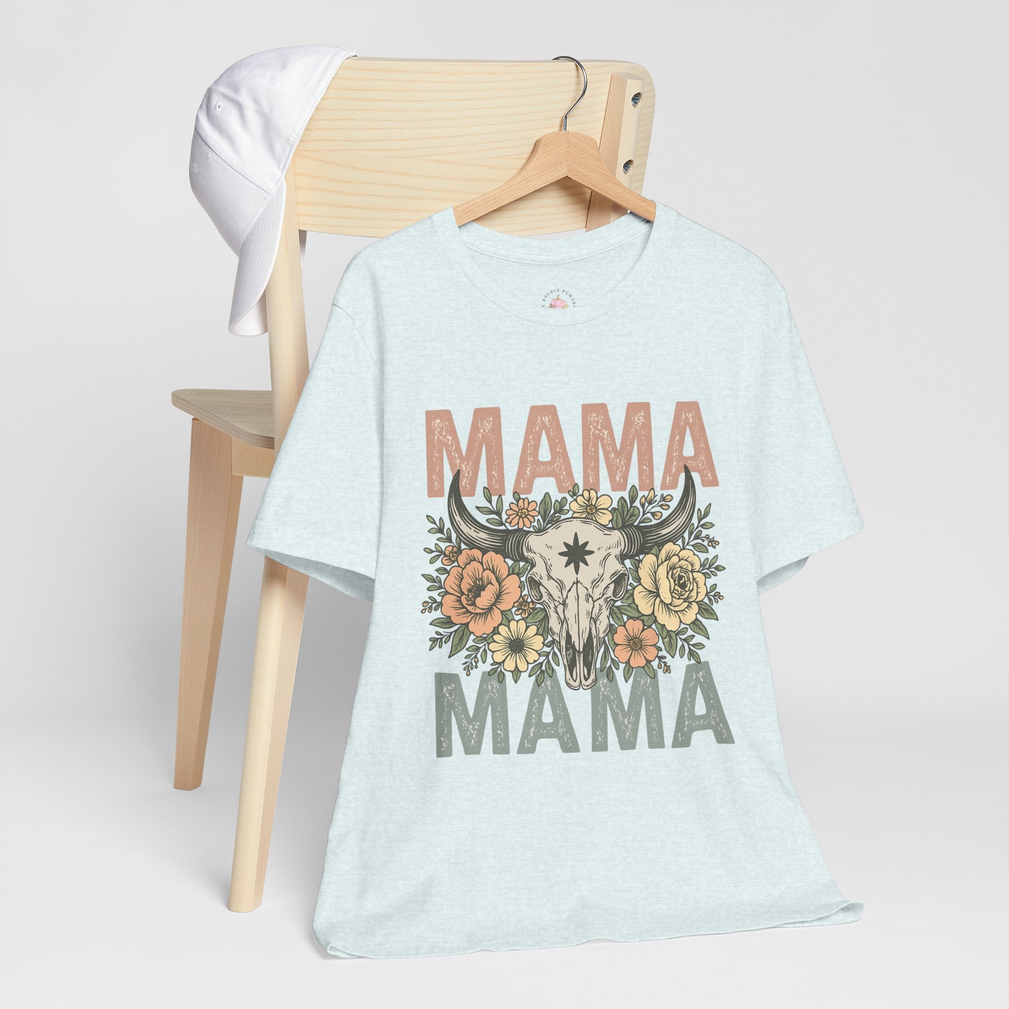 Mama Floral Skull Tee — Vintage Boho Mom T‑Shirt for Mother’s Day