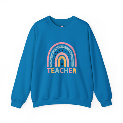 Rainbow Teacher Crewneck Sweatshirt - Cozy Gift for Educators, Back to School, Teacher Appreciation, Classroom Wear, Cute Sweatshirt