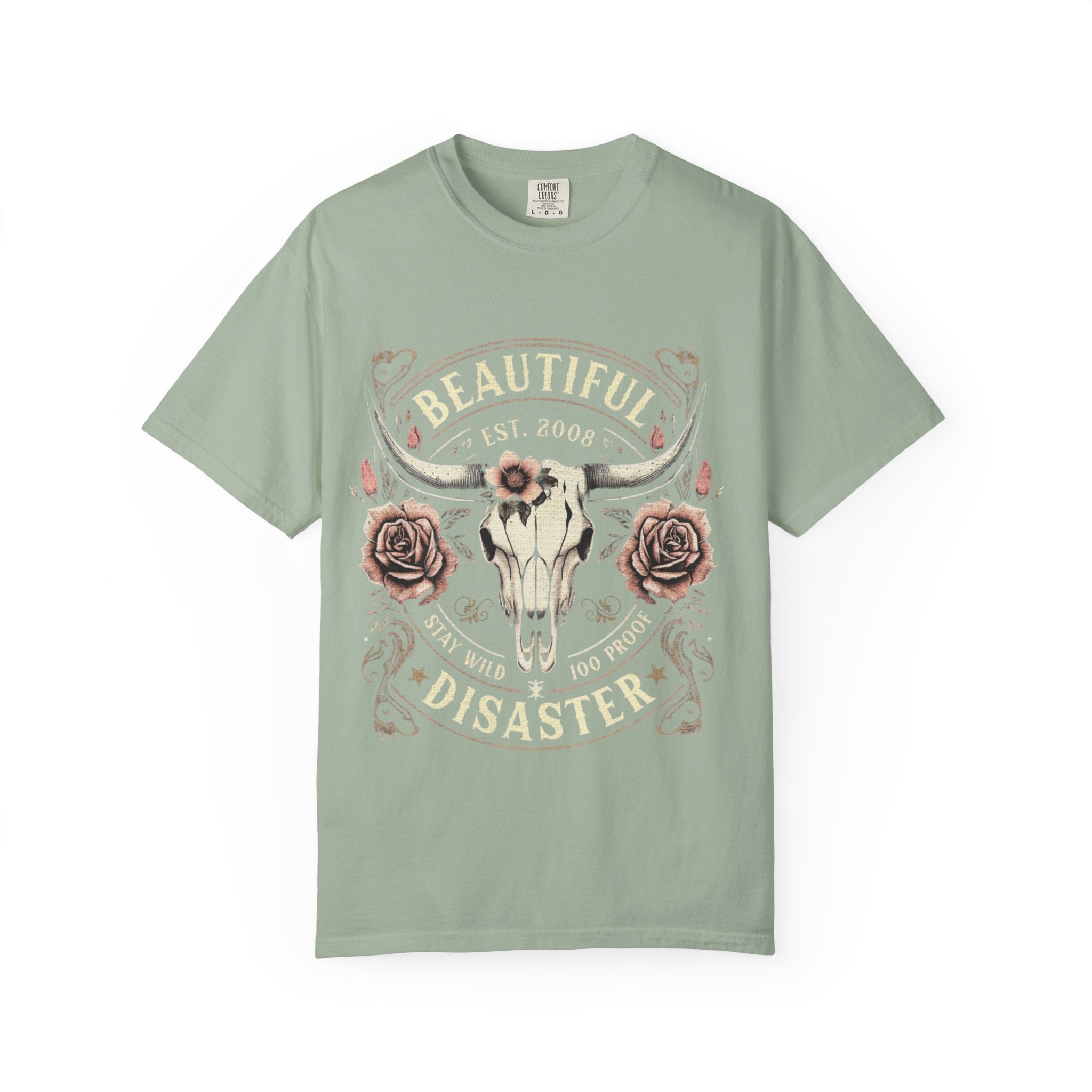 Cow Skull Floral T-Shirt — "Beautiful Disaster" Western Graphic Tee