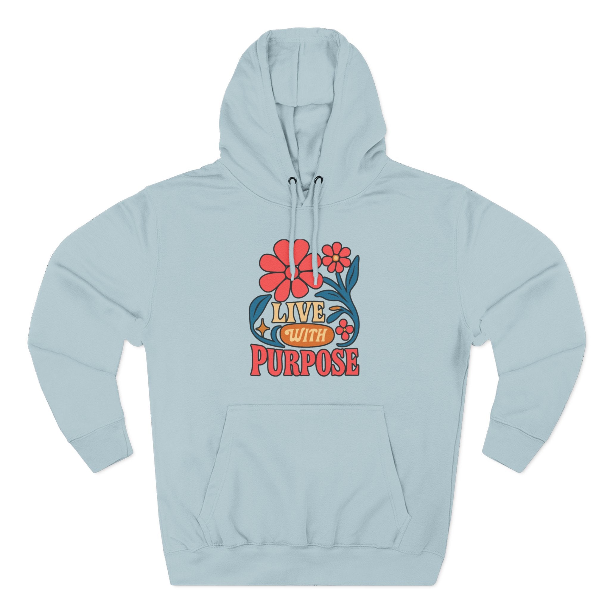 Live With Purpose Hoodie - Retro Floral Inspirational Pullover