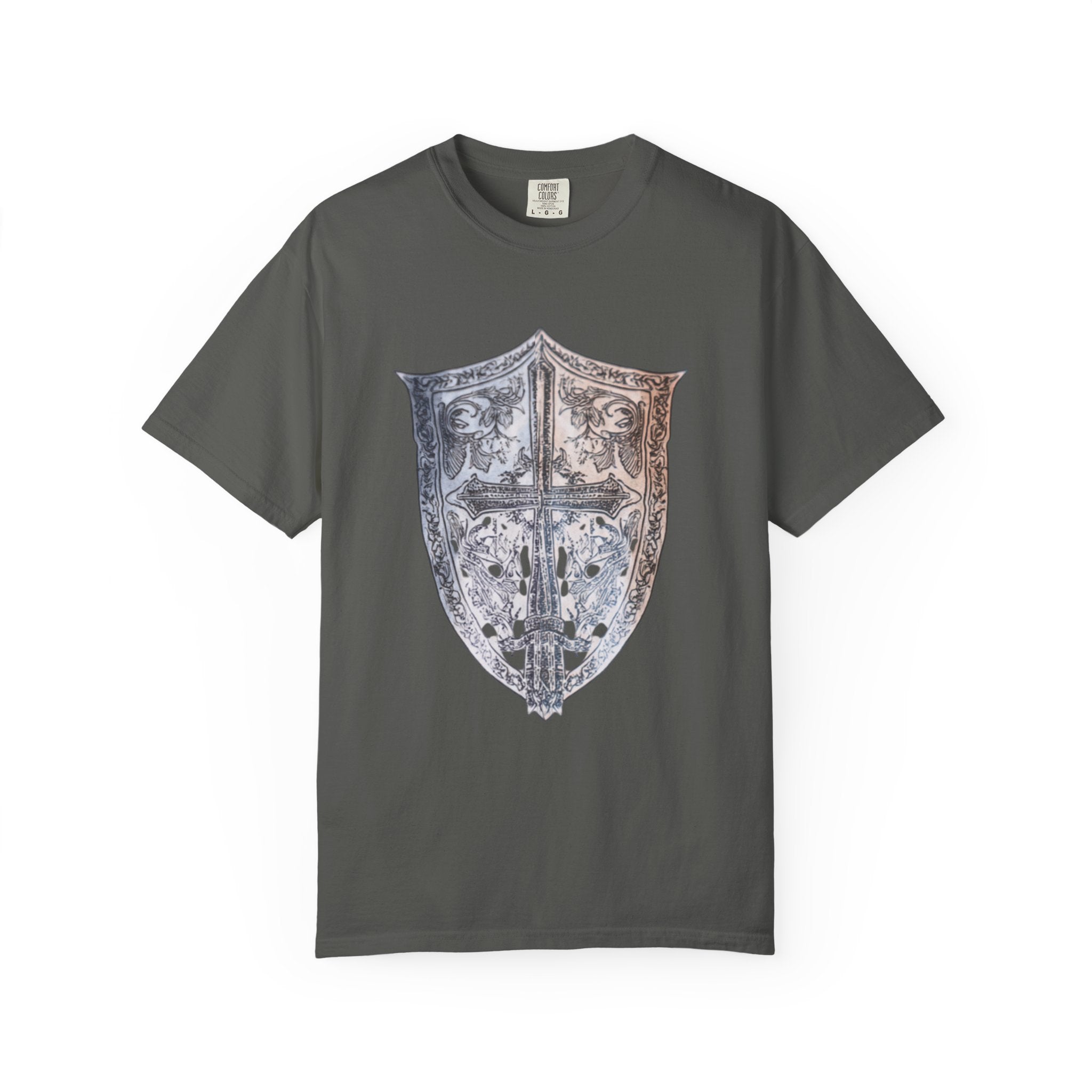 Medieval Cross Shield Graphic T-Shirt — Vintage Knight Crest Tee