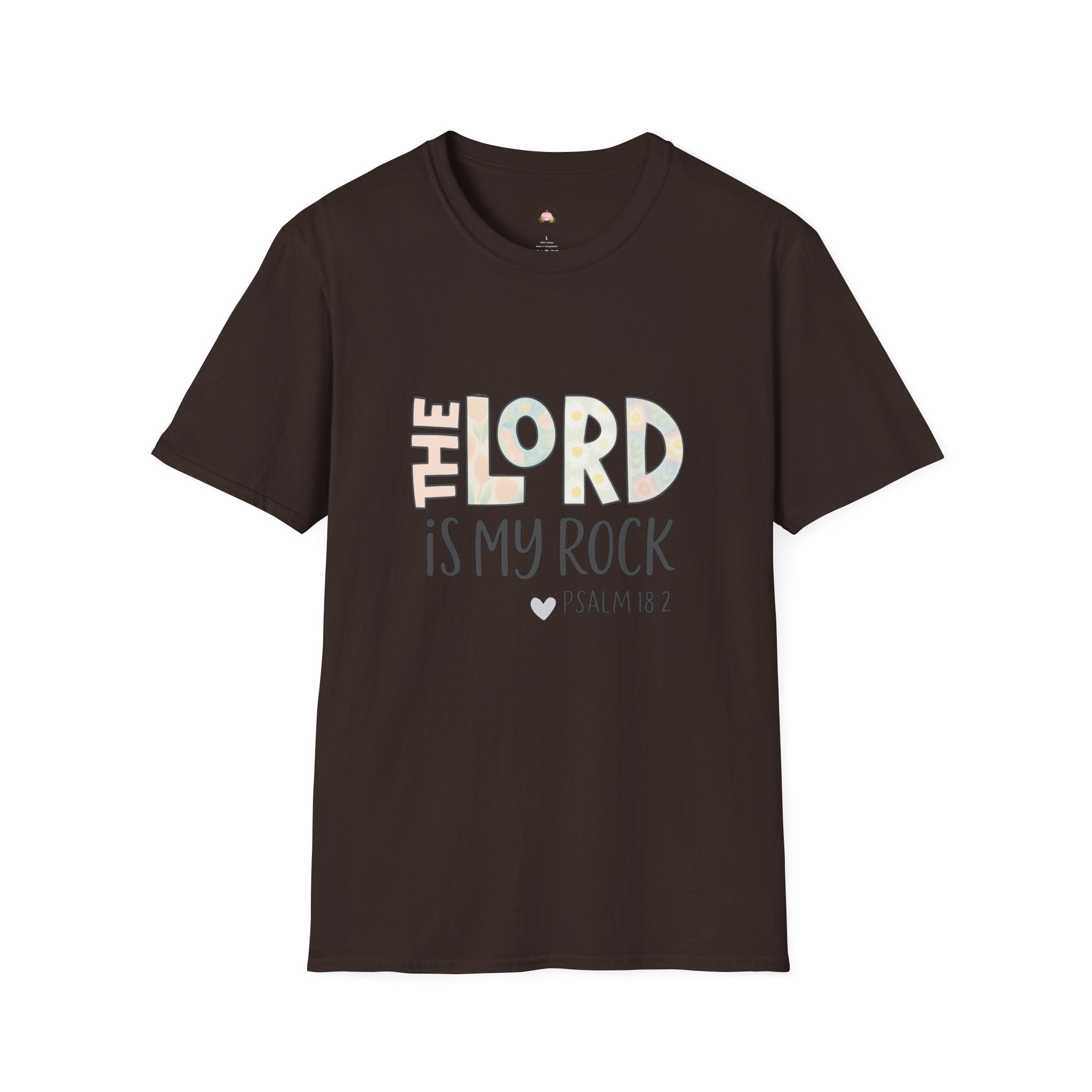 Christian T-Shirt — “The Lord Is My Rock” Psalm 18:2 Inspirational Tee