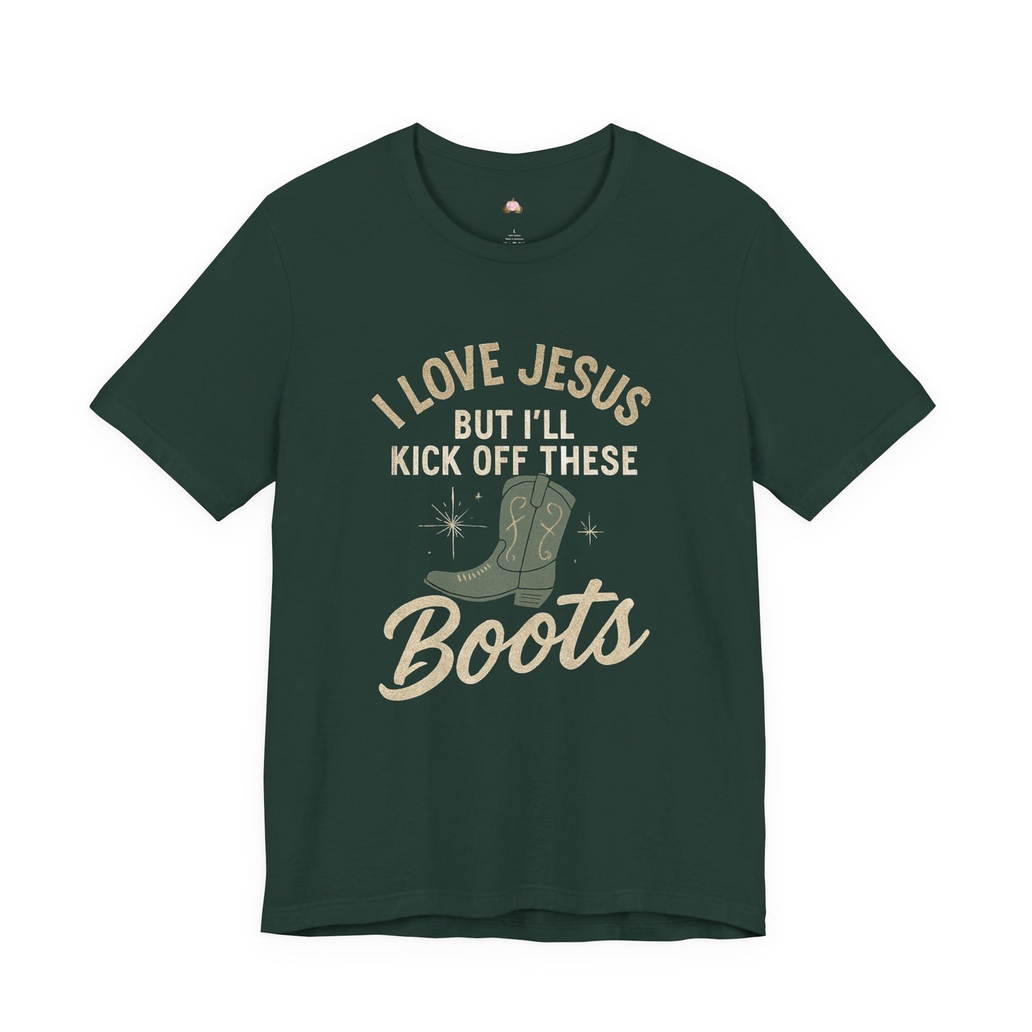 I Love Jesus But I’ll Kick Off These Boots Tee | Bougie Pumpkin Boutique - The Bougie Pumpkin Boutique
