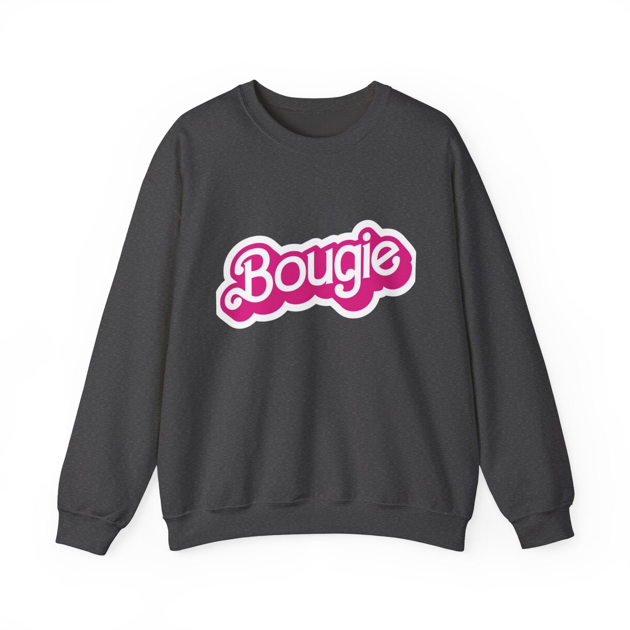 Bougie Crewneck Sweatshirt — Retro Pink Script Graphic