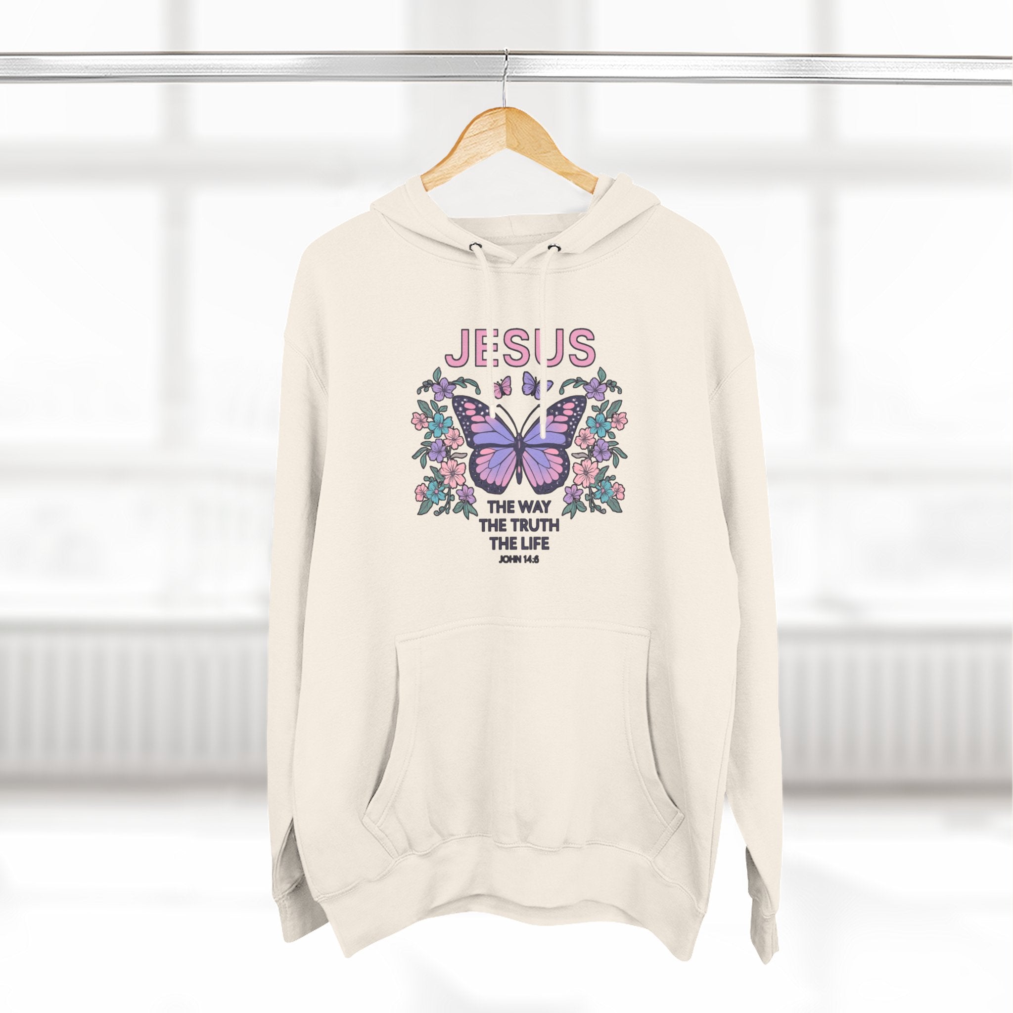 Christian Butterfly Hoodie — "Jesus is the Way, the Truth, the Life" Faith Graphic Pullover