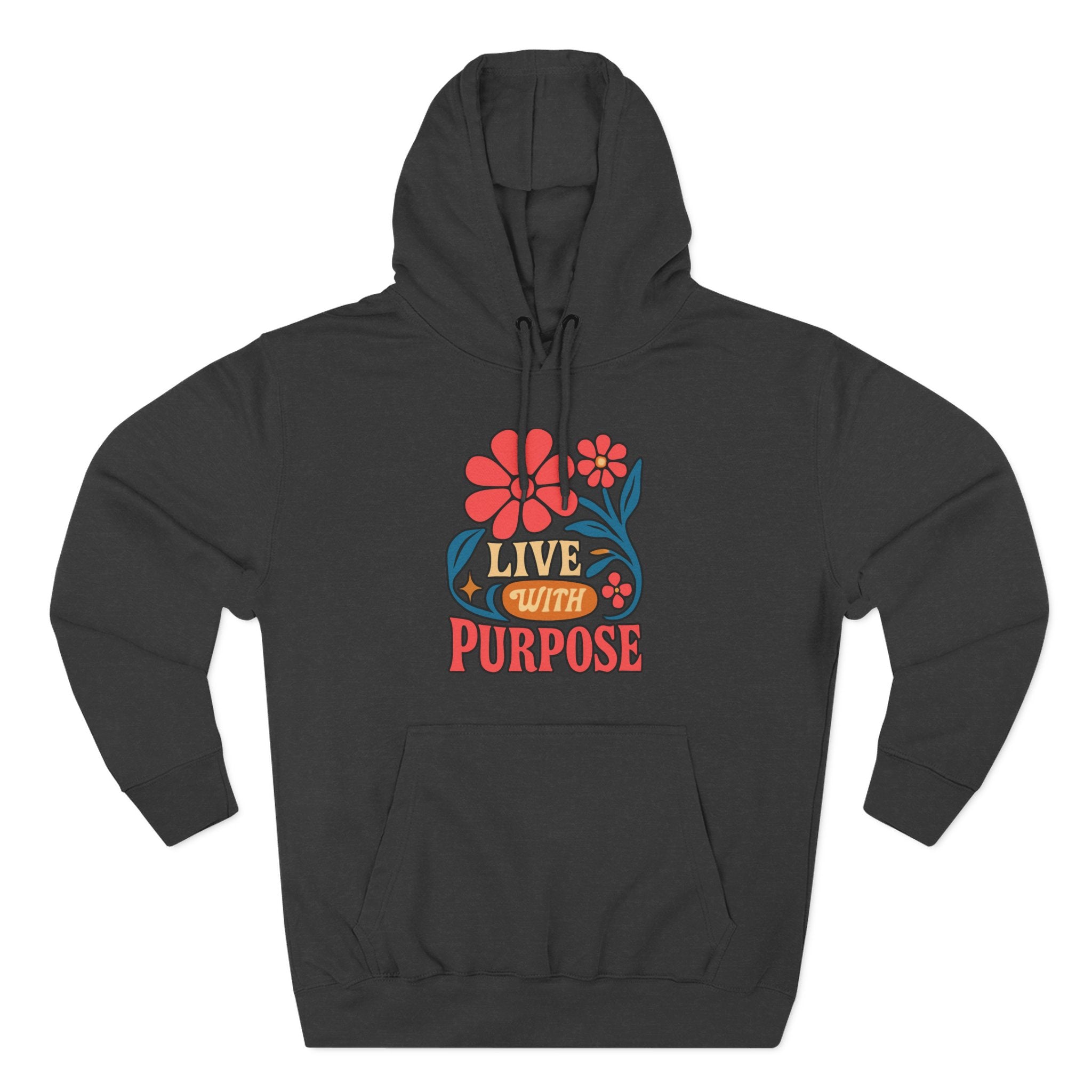 Live With Purpose Hoodie - Retro Floral Inspirational Pullover