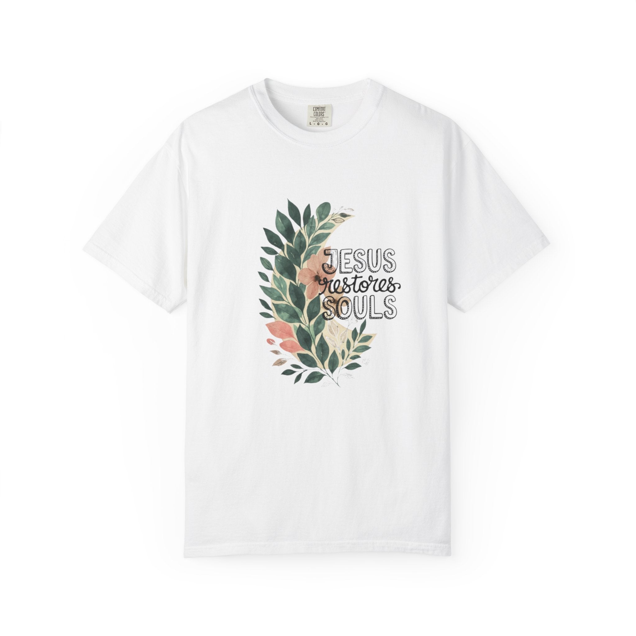 Floral Christian T-Shirt - Jesus Restores My Soul