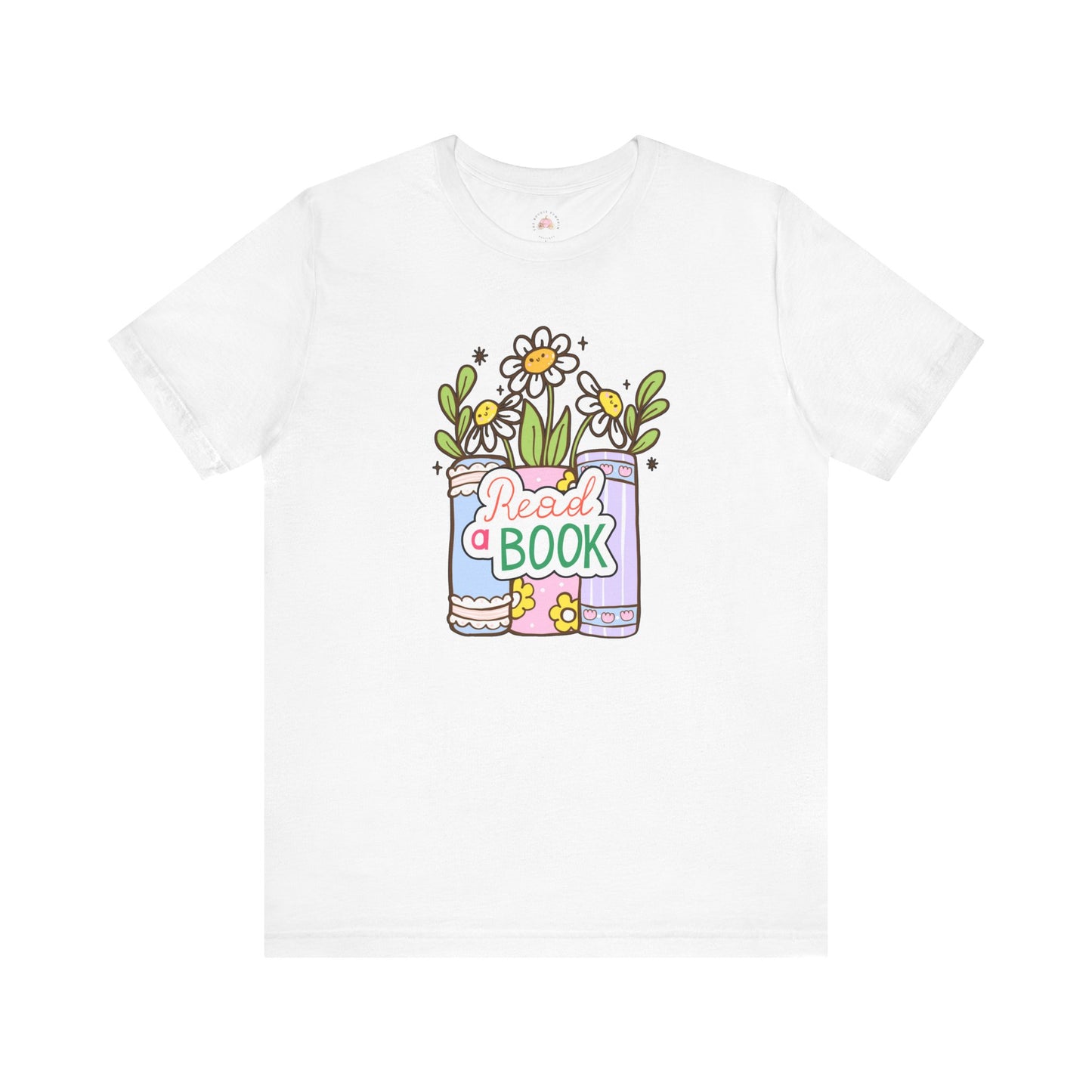 Whimsical Reading Tee, Cute Book Lover Shirt, Gift for Readers, Flower Graphic Tee, Summer Casual Wear, Literary Lover T-shirt