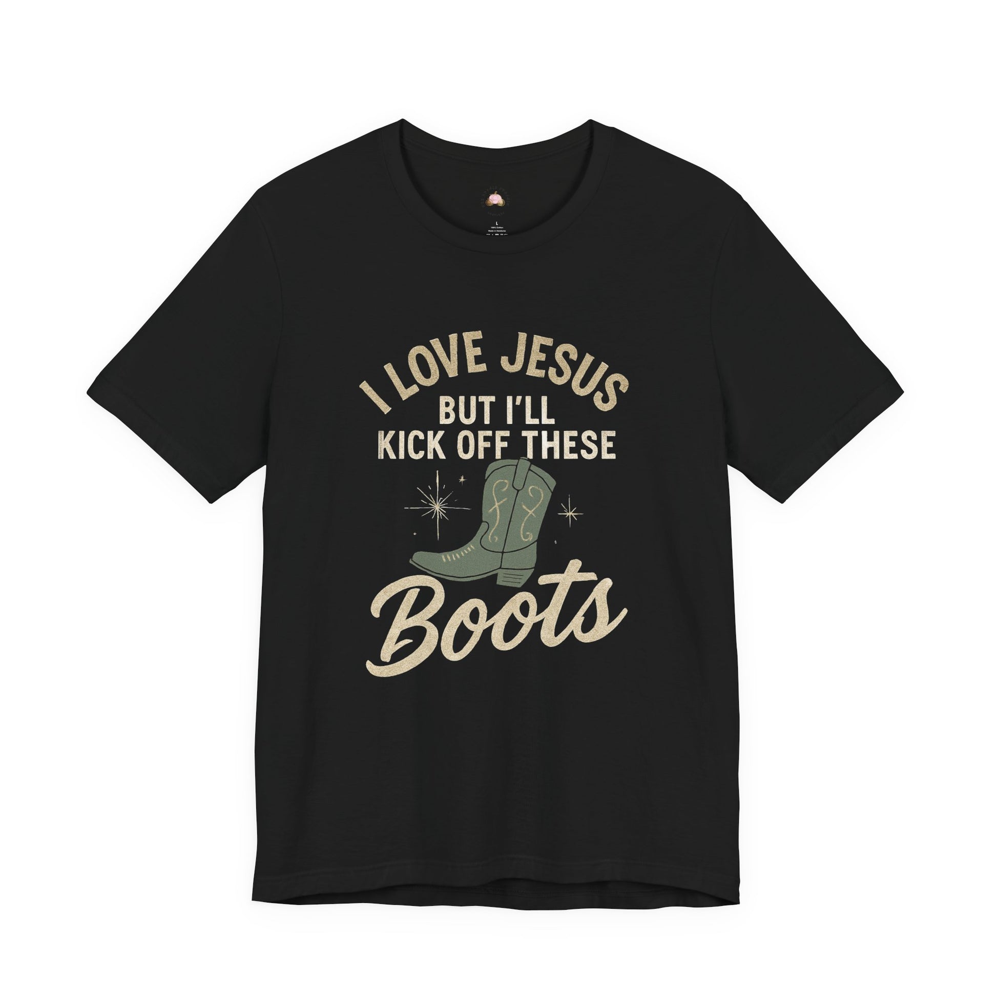 I Love Jesus But I’ll Kick Off These Boots Tee | Bougie Pumpkin Boutique - The Bougie Pumpkin Boutique