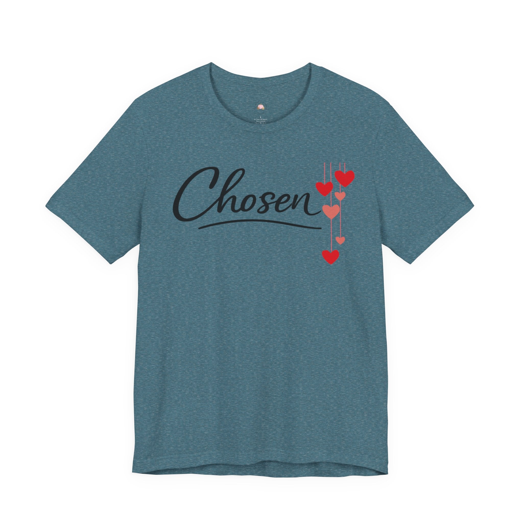 Chosen Hearts T-Shirt — 'Chosen' Script Tee with Falling Hearts