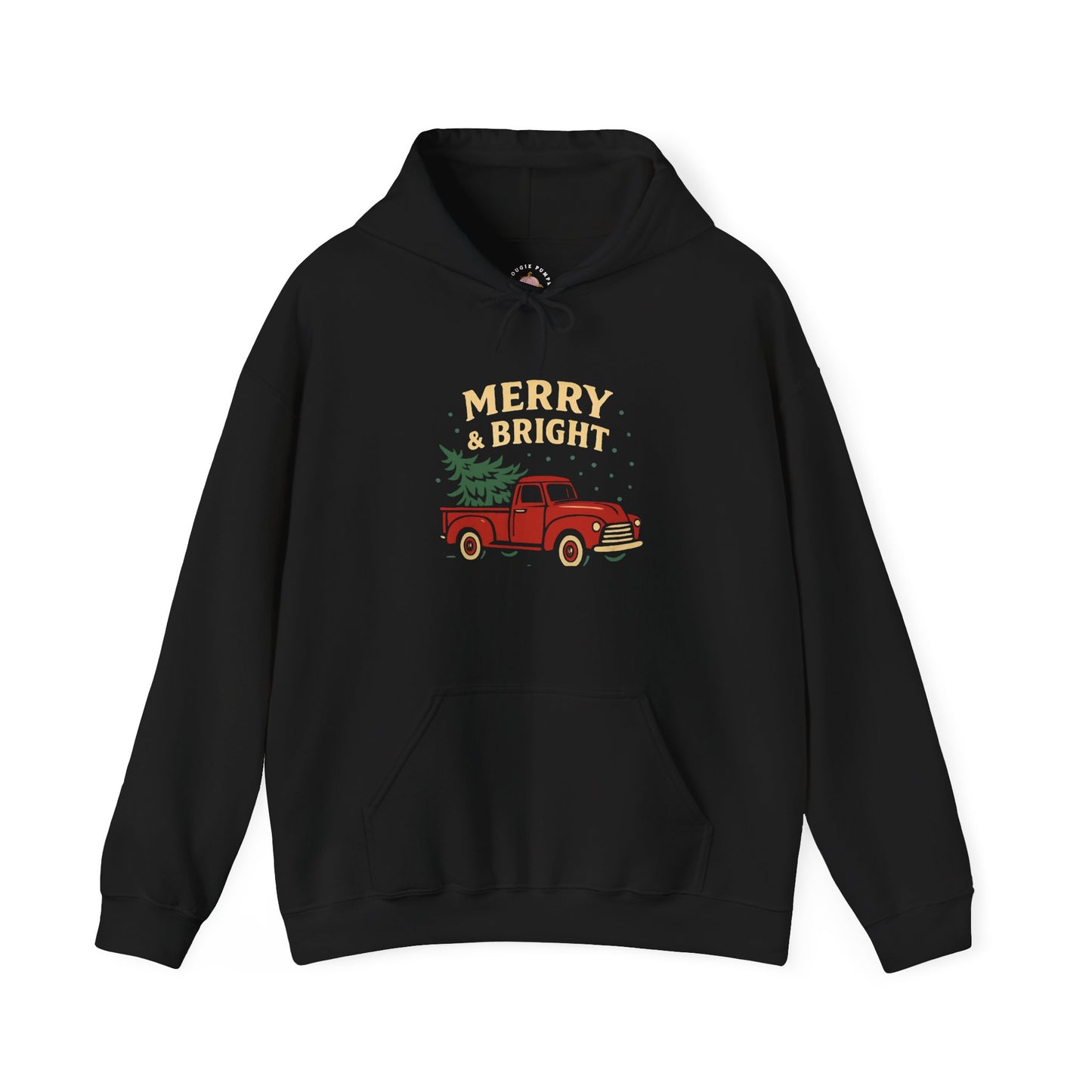 Merry & Bright Hoodie, Cozy Holiday Sweatshirt, Christmas Gift for Him & Her, Festive Apparel, Winter Style