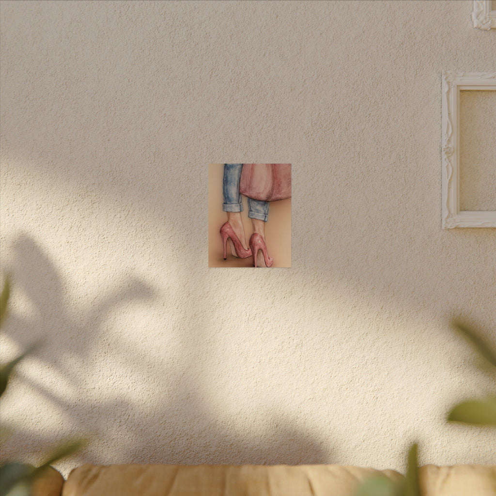 Stepping in Faith High Heels Poster — Watercolor Fashion Illustration Matte Print