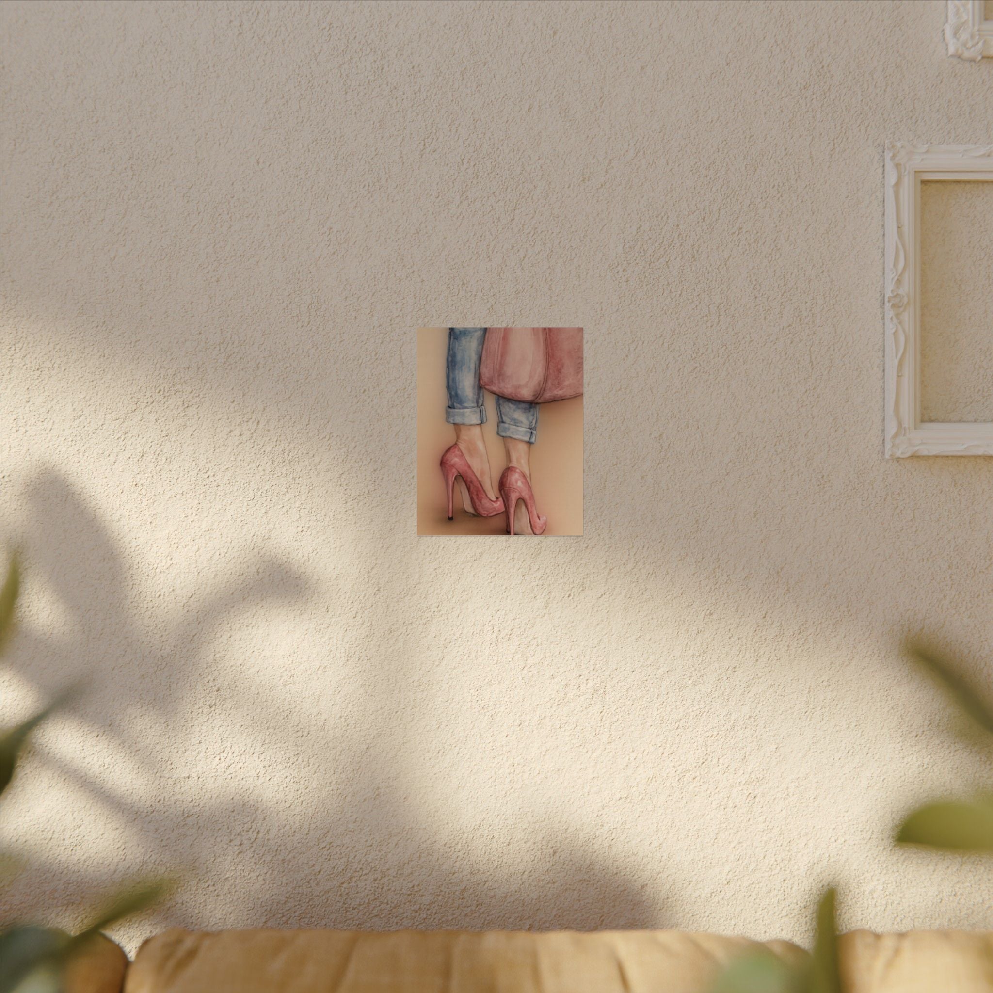 Stepping in Faith High Heels Poster — Watercolor Fashion Illustration Matte Print