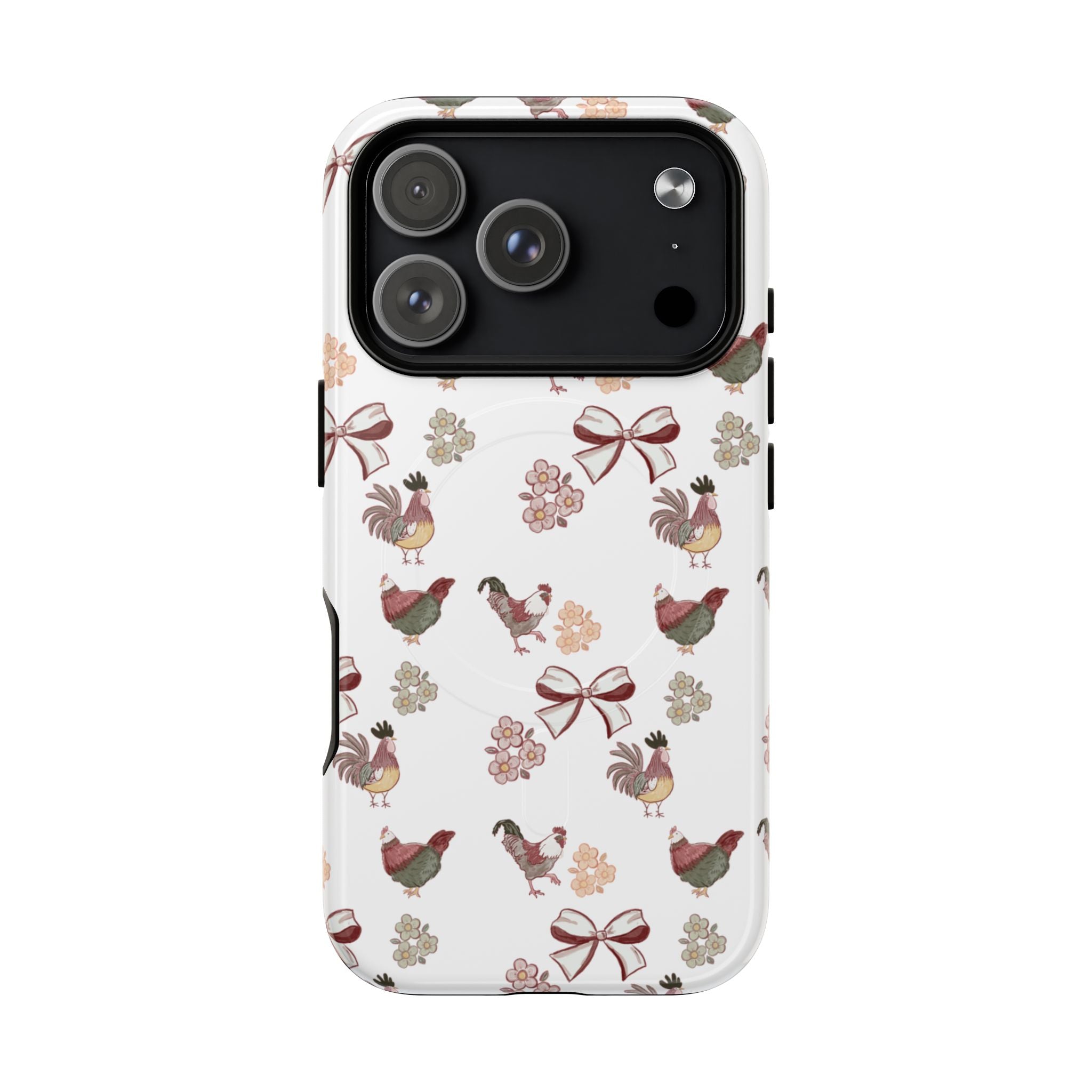 Rooster Bow Floral Phone Case — Tough Magnetic Protective iPhone Cover