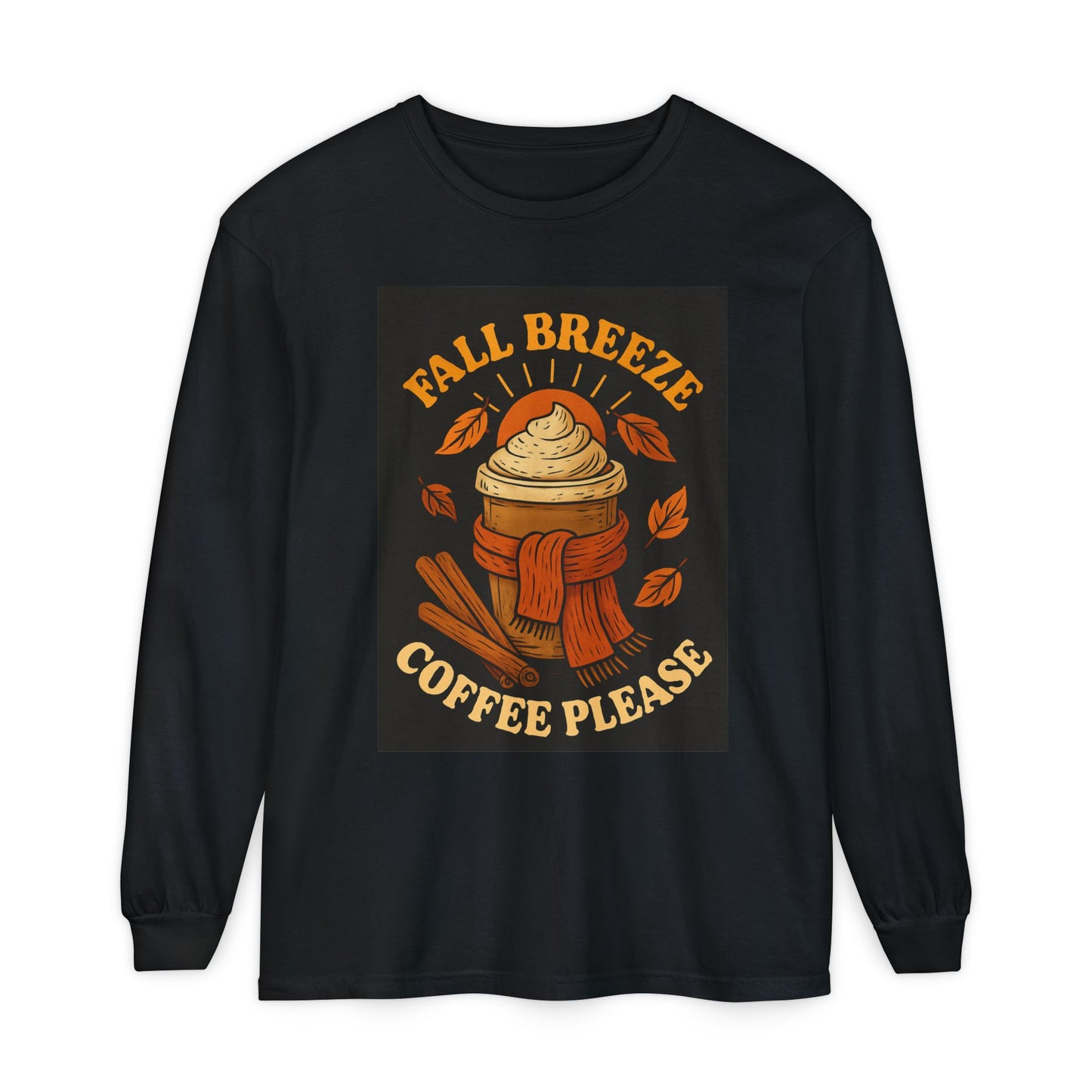 Fall Breeze Long Sleeve T-Shirt | Coffee Lover Gift, Autumn Apparel, Cozy Fall Shirt, Unisex Tees, Seasonal Fashion