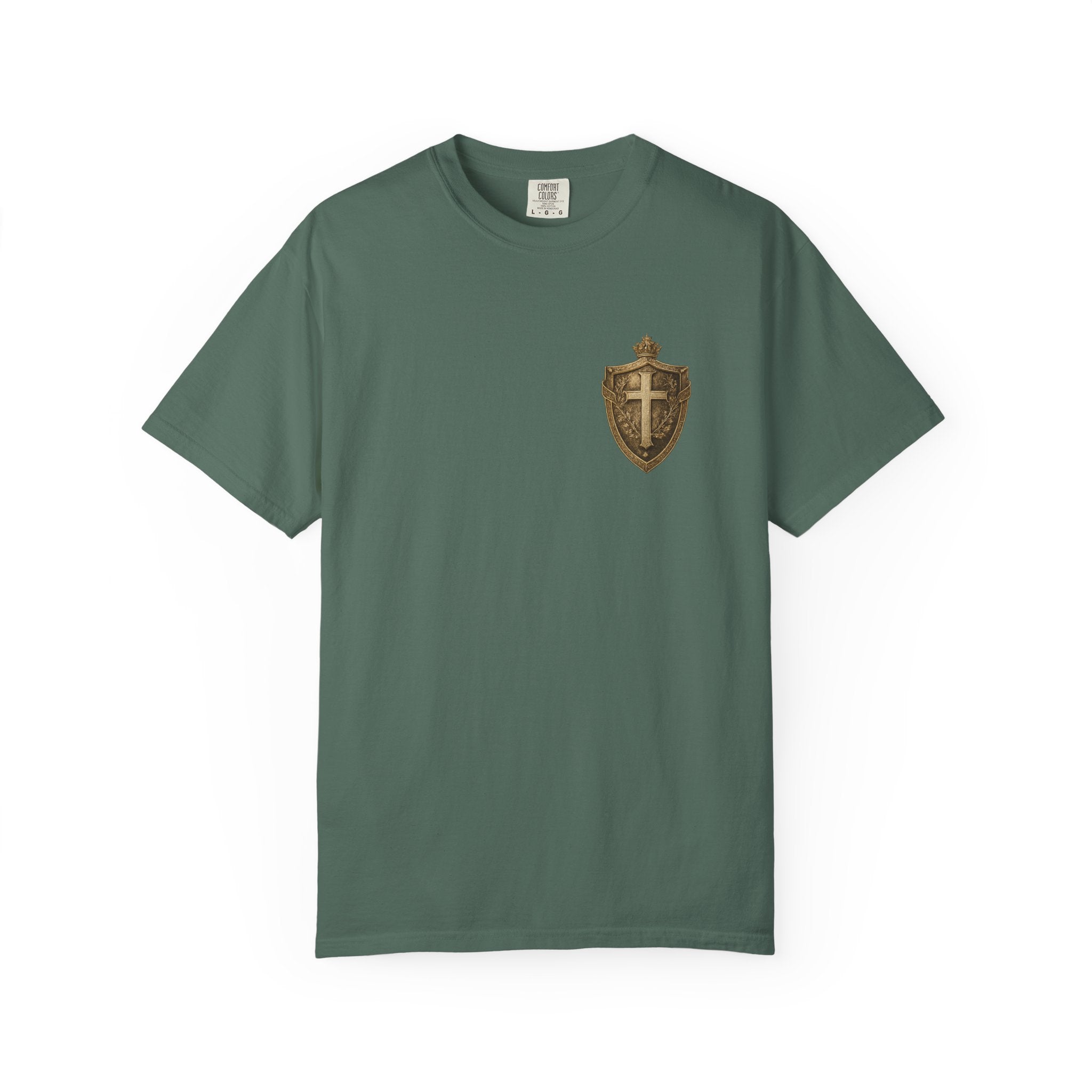 Christian Shield T-Shirt — Vintage Cross Emblem Tee