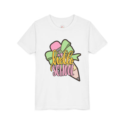 Girl's Youth Short Sleeve Tee - Hello School Design