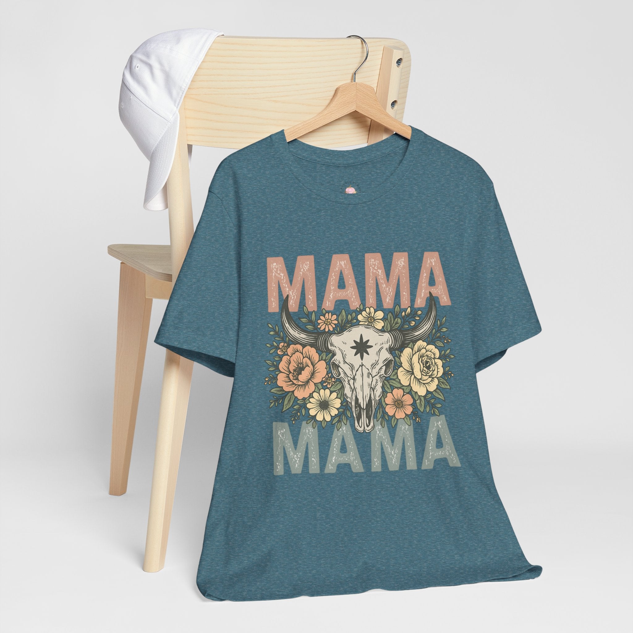 Mama Floral Skull Tee — Vintage Boho Mom T‑Shirt for Mother’s Day