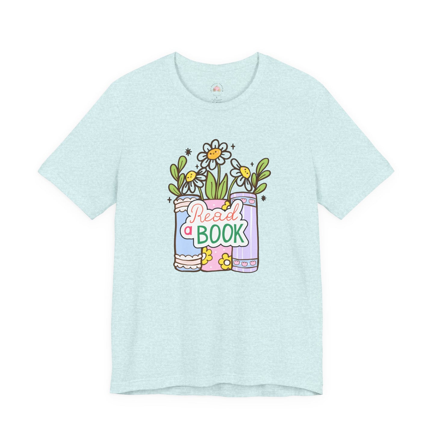 Whimsical Reading Tee, Cute Book Lover Shirt, Gift for Readers, Flower Graphic Tee, Summer Casual Wear, Literary Lover T-shirt