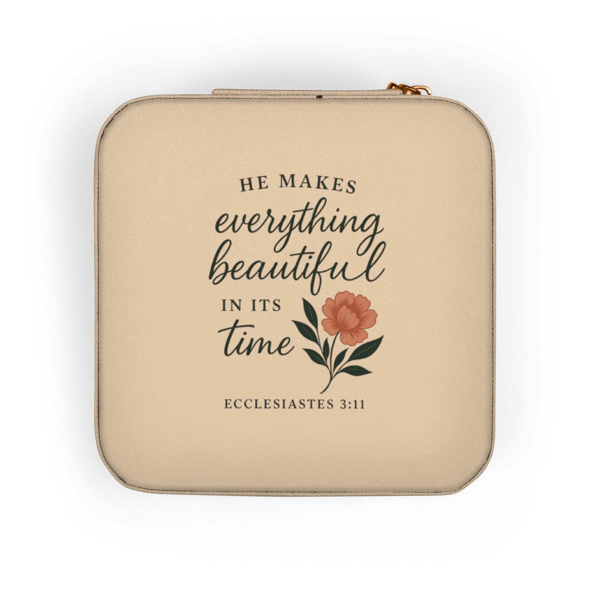 Rose Quote Jewelry Travel Case — Compact Organizer for Rings, Earrings & Necklaces