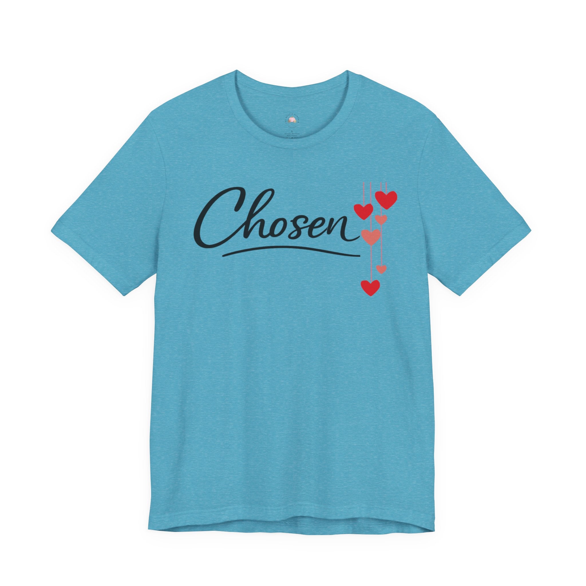 Chosen Hearts T-Shirt — 'Chosen' Script Tee with Falling Hearts