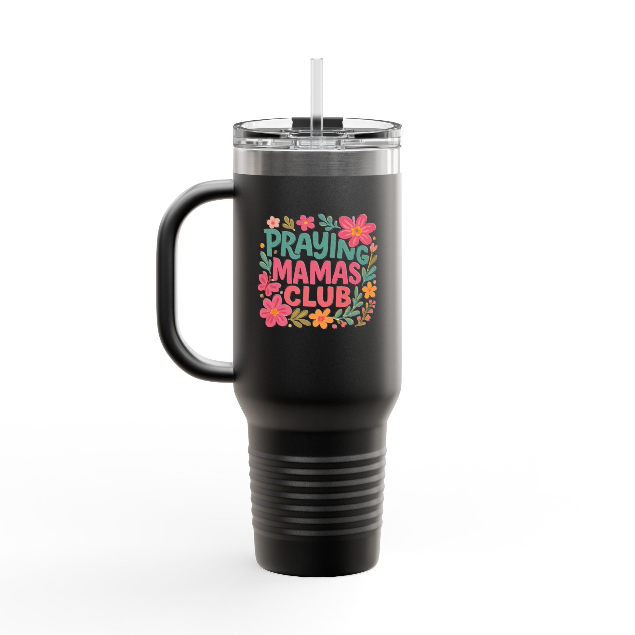 Praying Mamas Club 40oz Insulated Travel Mug | Floral Christian Tumbler for Busy Moms – The Bougie Pumpkin Boutique