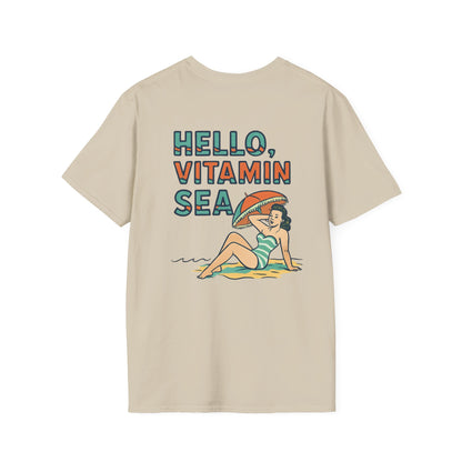Hello Vitamin Sea Unisex T-Shirt, Beachwear, Summer Vibes, Vacation Tee, Casual Outfit, Gift for Sea Lovers, Vintage