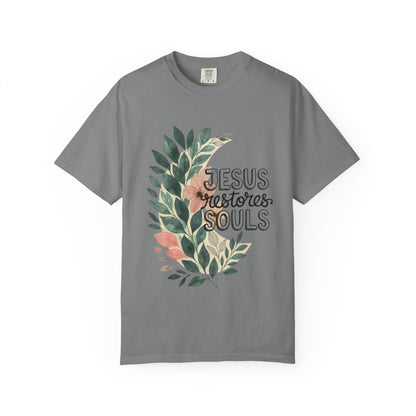 Floral Christian T-Shirt - Jesus Restores My Soul