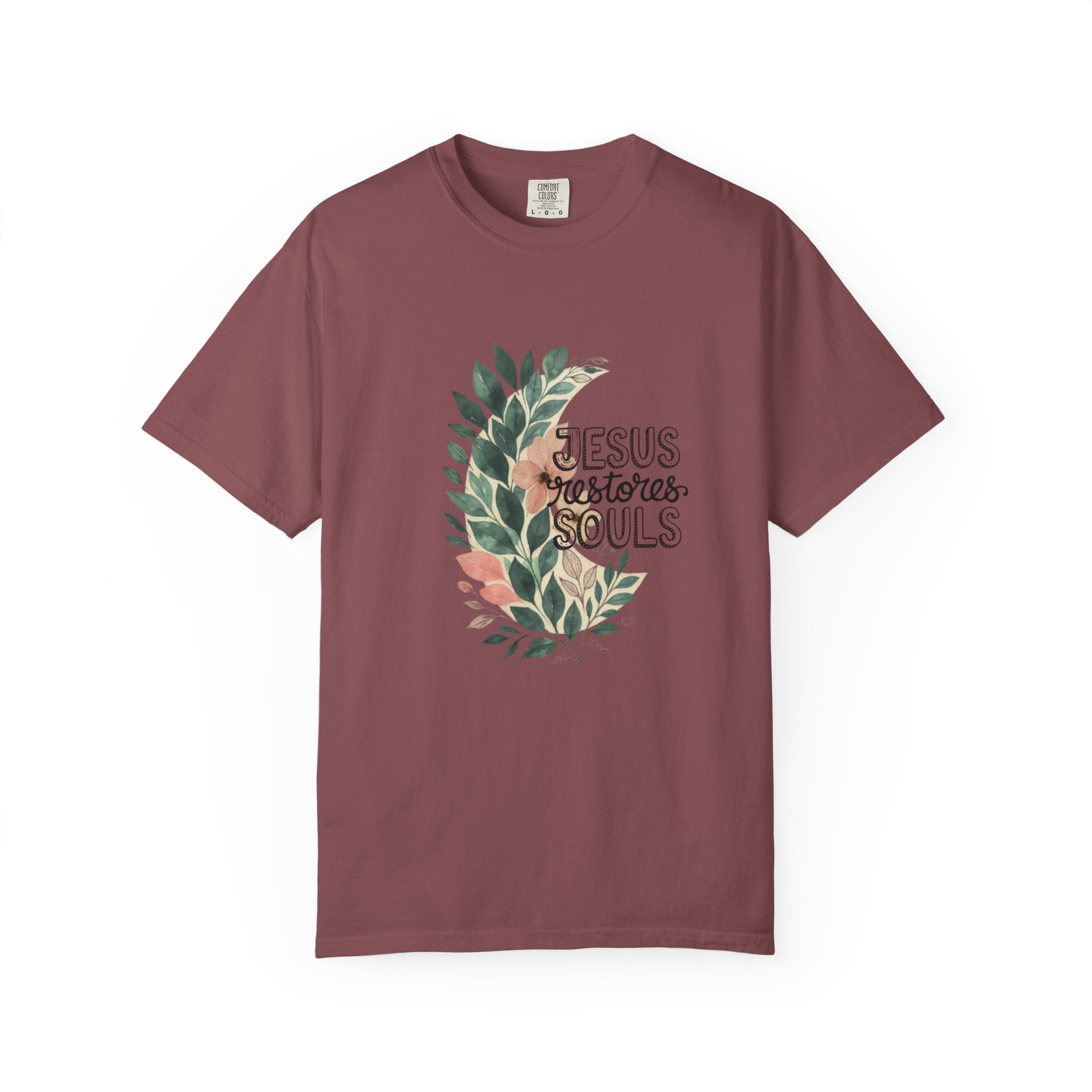Floral Christian T-Shirt - Jesus Restores My Soul