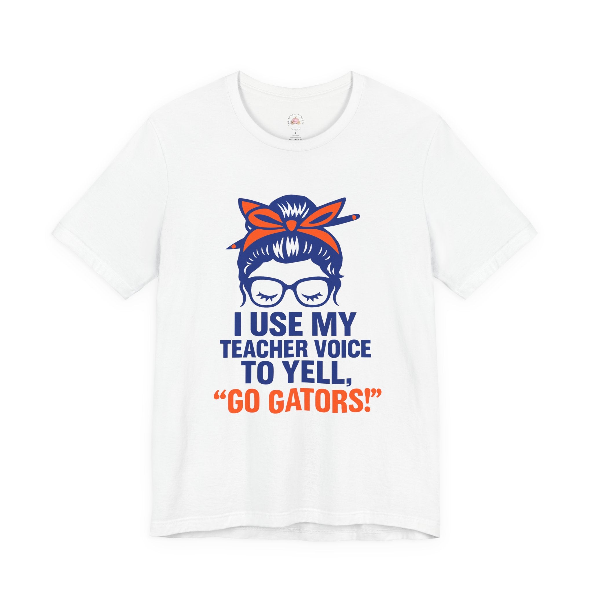 Teacher Voice Football Shirt – Game Day Spirit Tee in Blue & Orange | Funny Teacher Shirt | Bougie Pumpkin Boutique