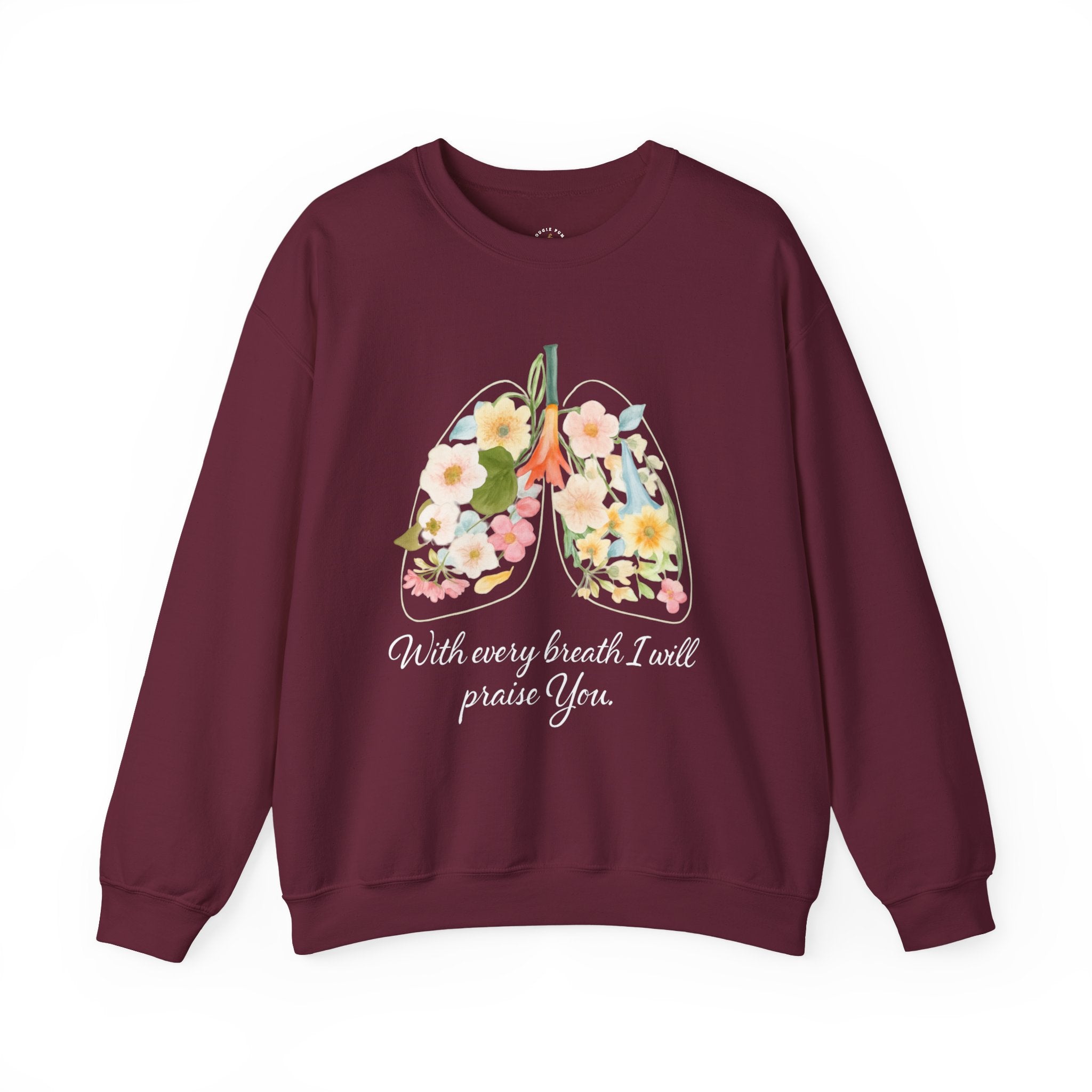 Yahweh Crewneck Sweatshirt — "With Every Breath I Will Praise You" Inspirational Pullover