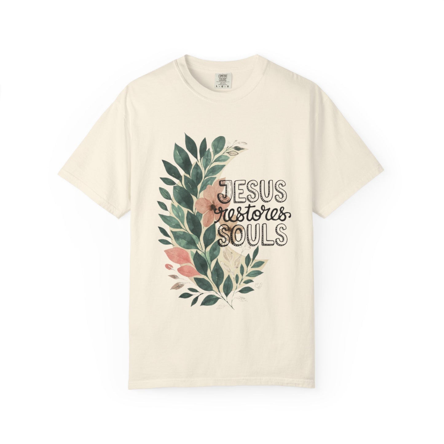 Floral Christian T-Shirt - Jesus Restores My Soul