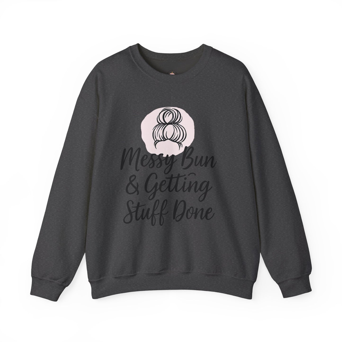 Messy Bun Crewneck Sweatshirt for Busy Moms and Teachers