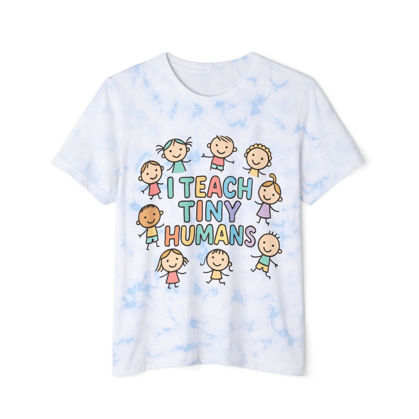 Fun Teacher Tie-Dyed T-Shirt, Cute Teacher Gift, I Teach Tiny Humans Shirt, Unique Educator Apparel, Kids Classroom Style