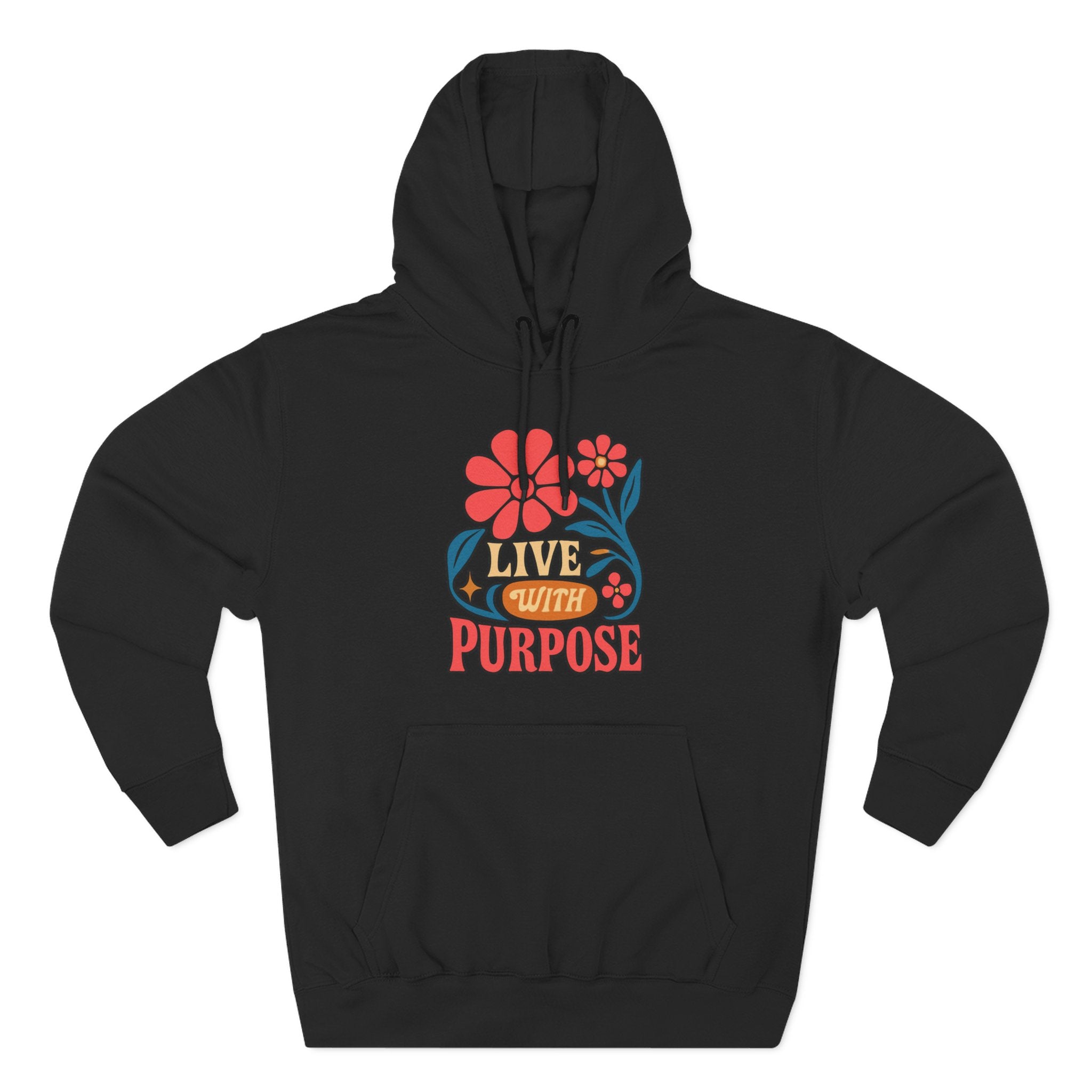 Live With Purpose Hoodie - Retro Floral Inspirational Pullover