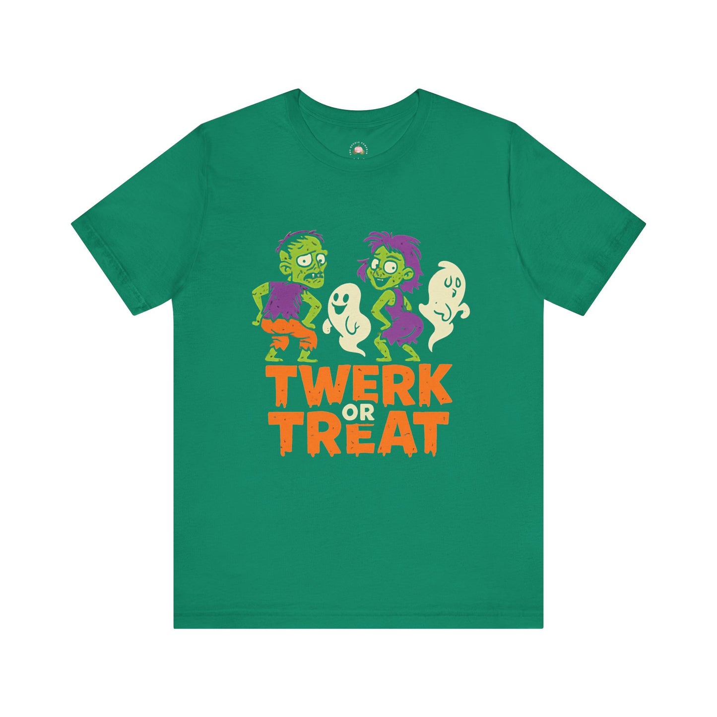 Halloween Fun Unisex Jersey Tee, T-Shirt for Halloween Parties, Funny Costume Tee, Trendy Unisex Tee, Twerk or Treat Design