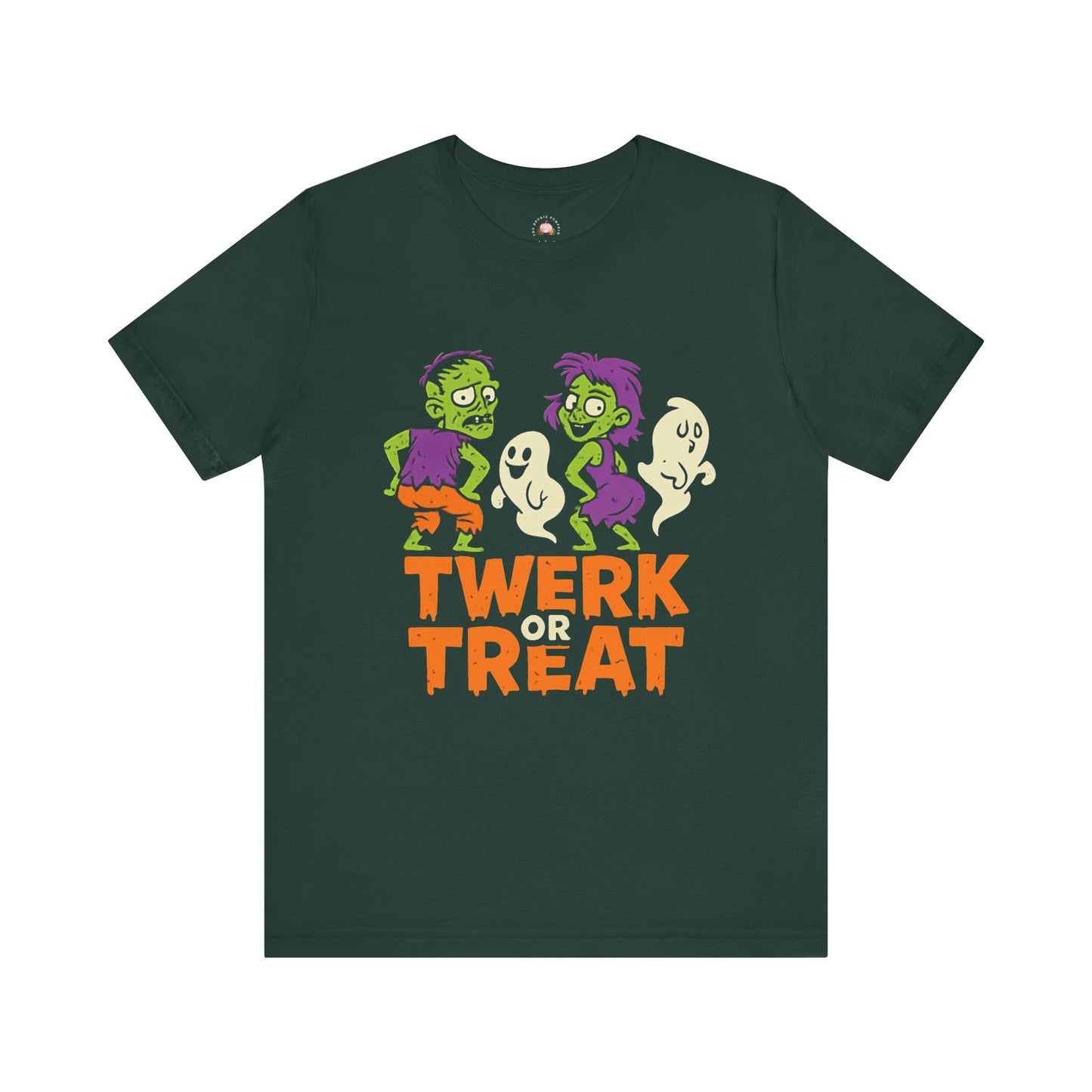 Halloween Fun Unisex Jersey Tee, T-Shirt for Halloween Parties, Funny Costume Tee, Trendy Unisex Tee, Twerk or Treat Design