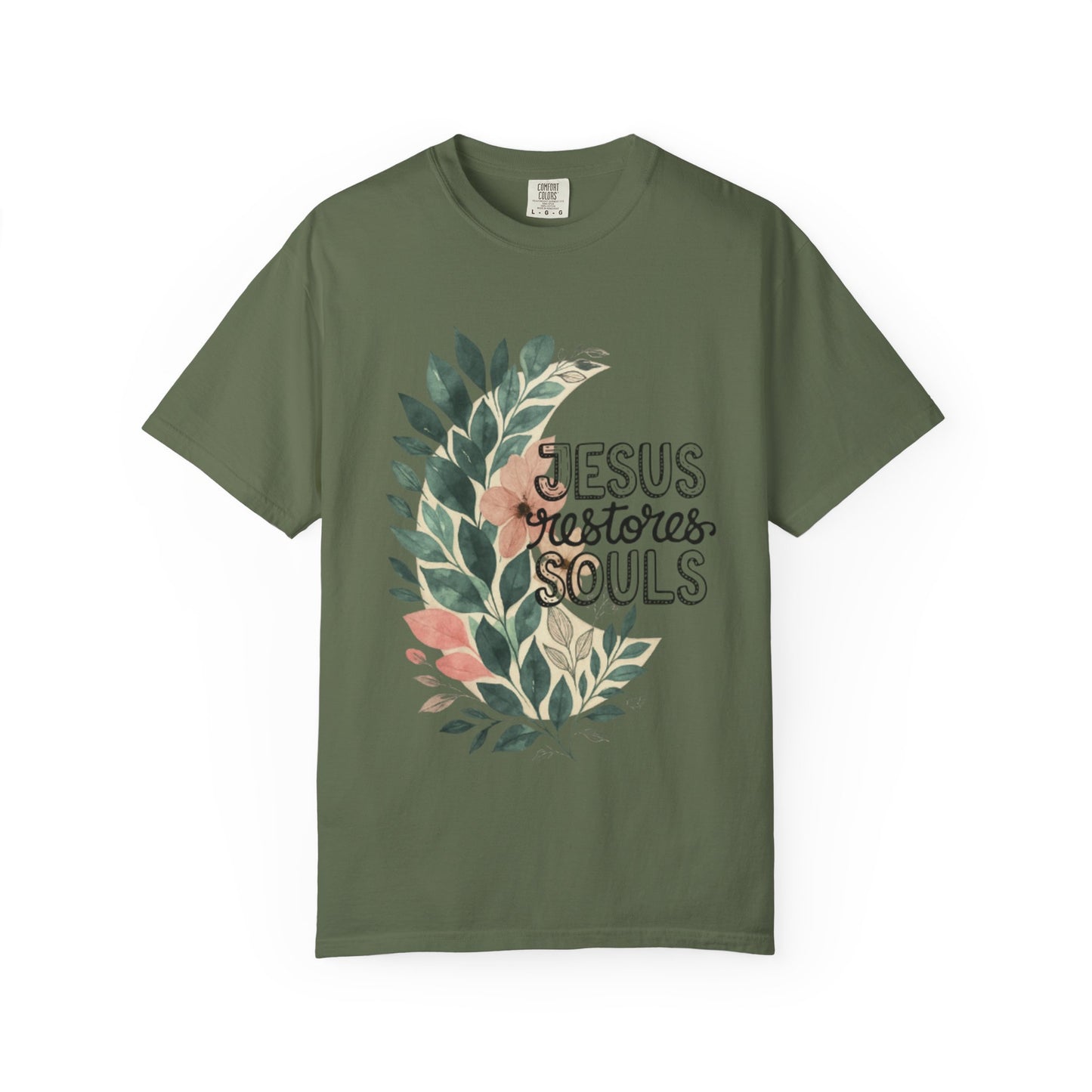 Floral Christian T-Shirt - Jesus Restores My Soul