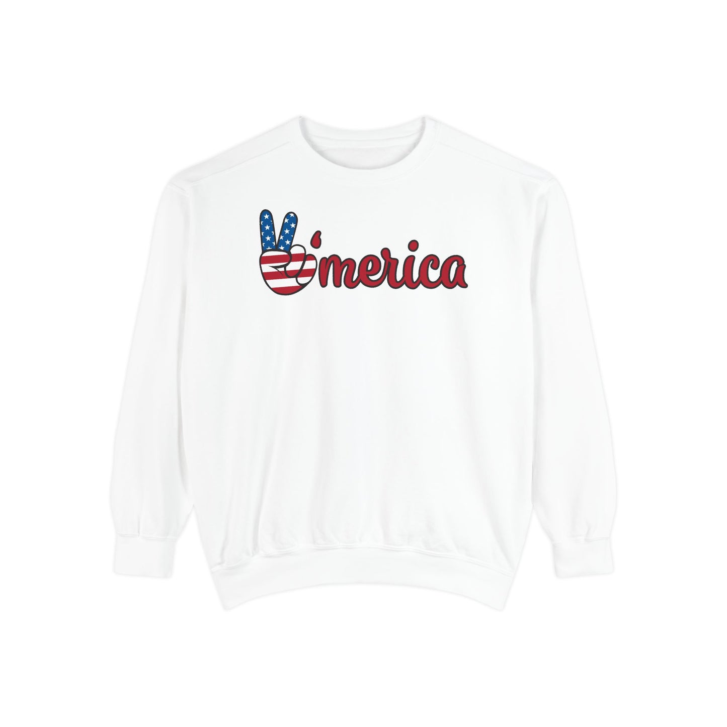 American Peace Sweatshirt, Unisex Garment-Dyed Hoodie, Patriotic Apparel, Trendy Fashion, Unique Gift for Holidays - The Bougie Pumpkin Boutique