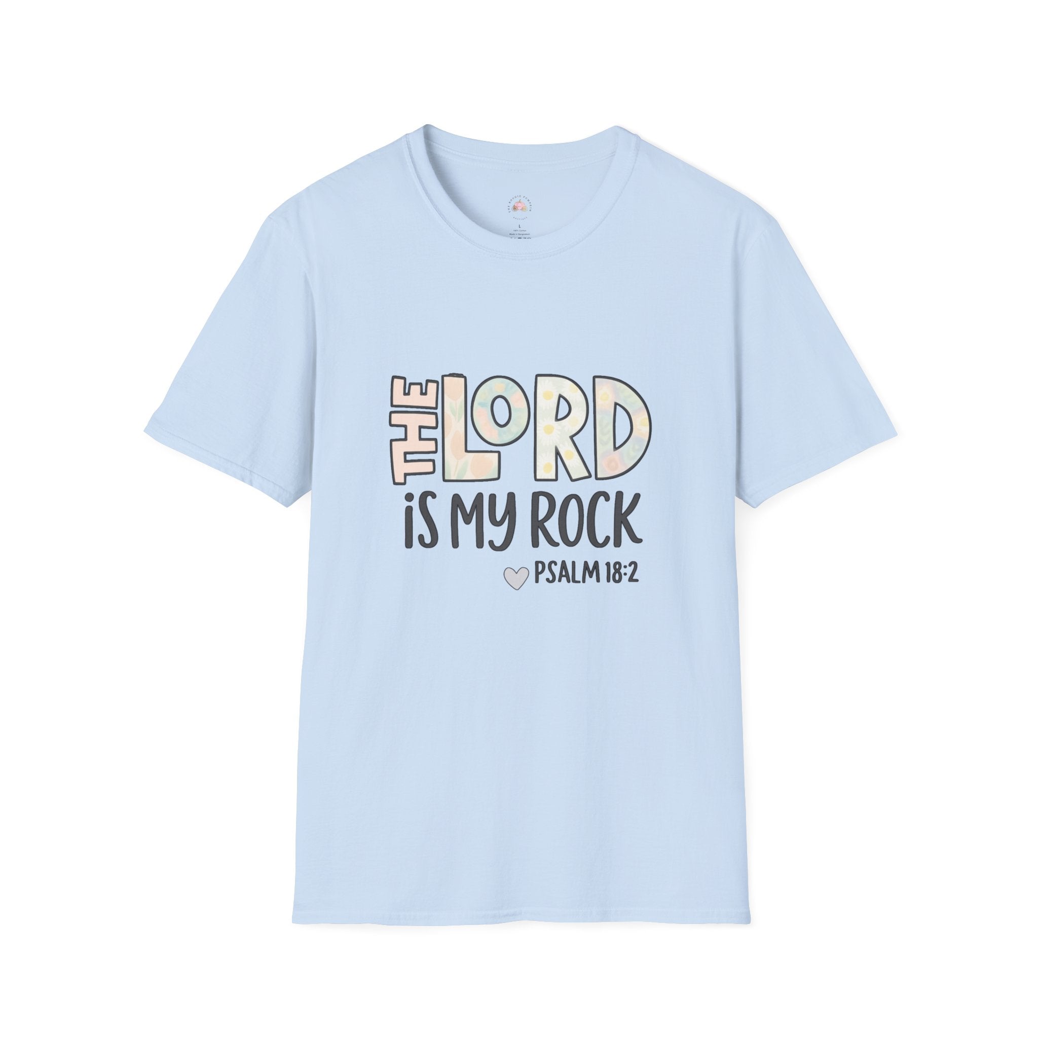 Christian T-Shirt — “The Lord Is My Rock” Psalm 18:2 Inspirational Tee